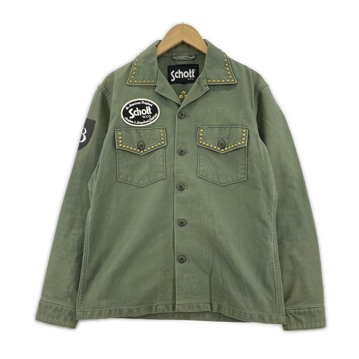 ジャケット schott スタッズワークジャケット M カーキ M カーキ