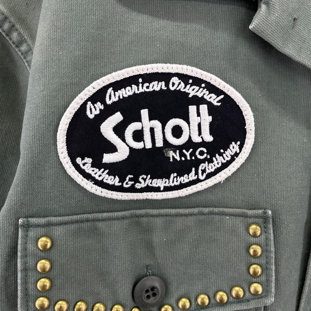 ジャケット schott スタッズワークジャケット M カーキ M カーキ