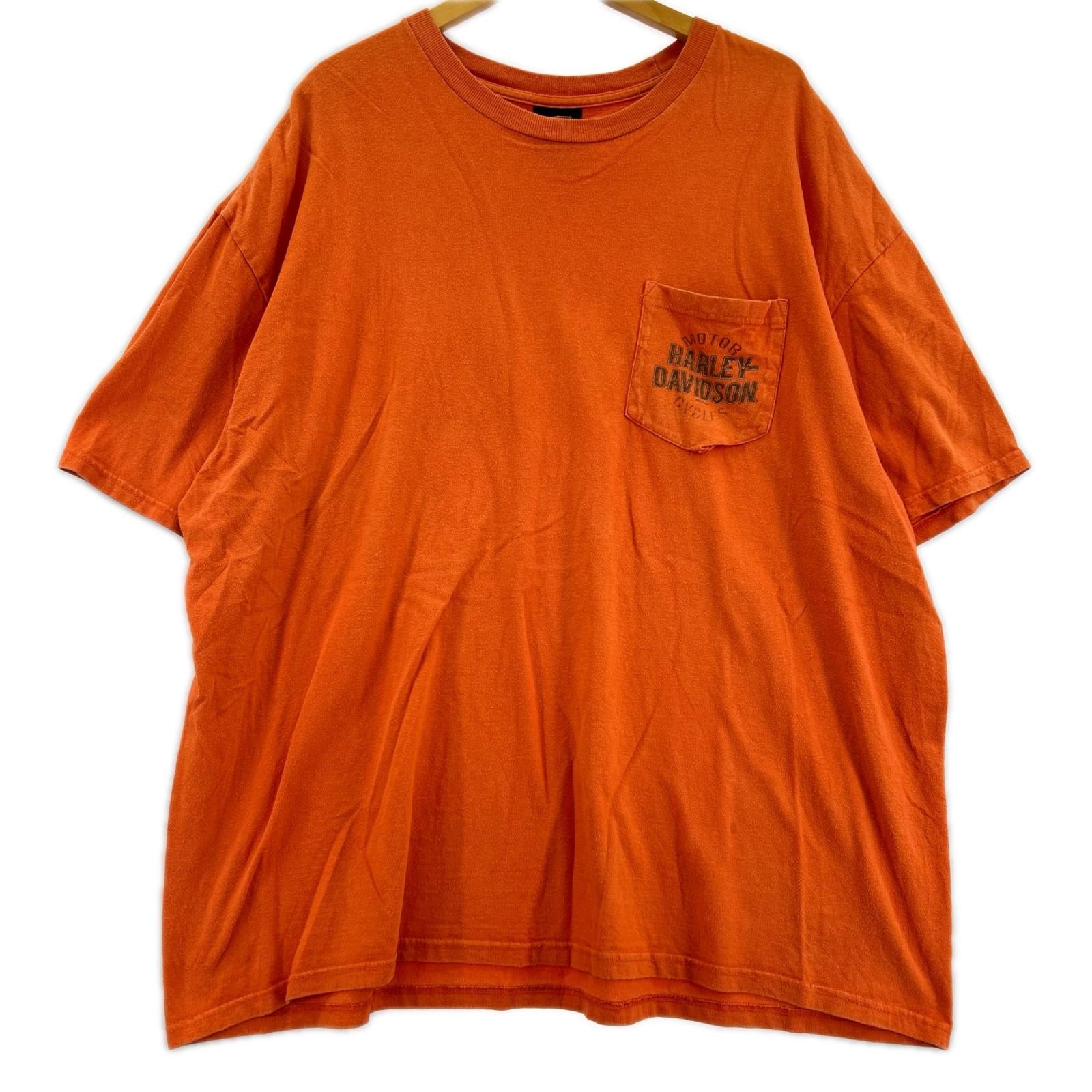 半袖Tシャツ 胸ポケ バックプリント オレンジ (2XL) オレンジ