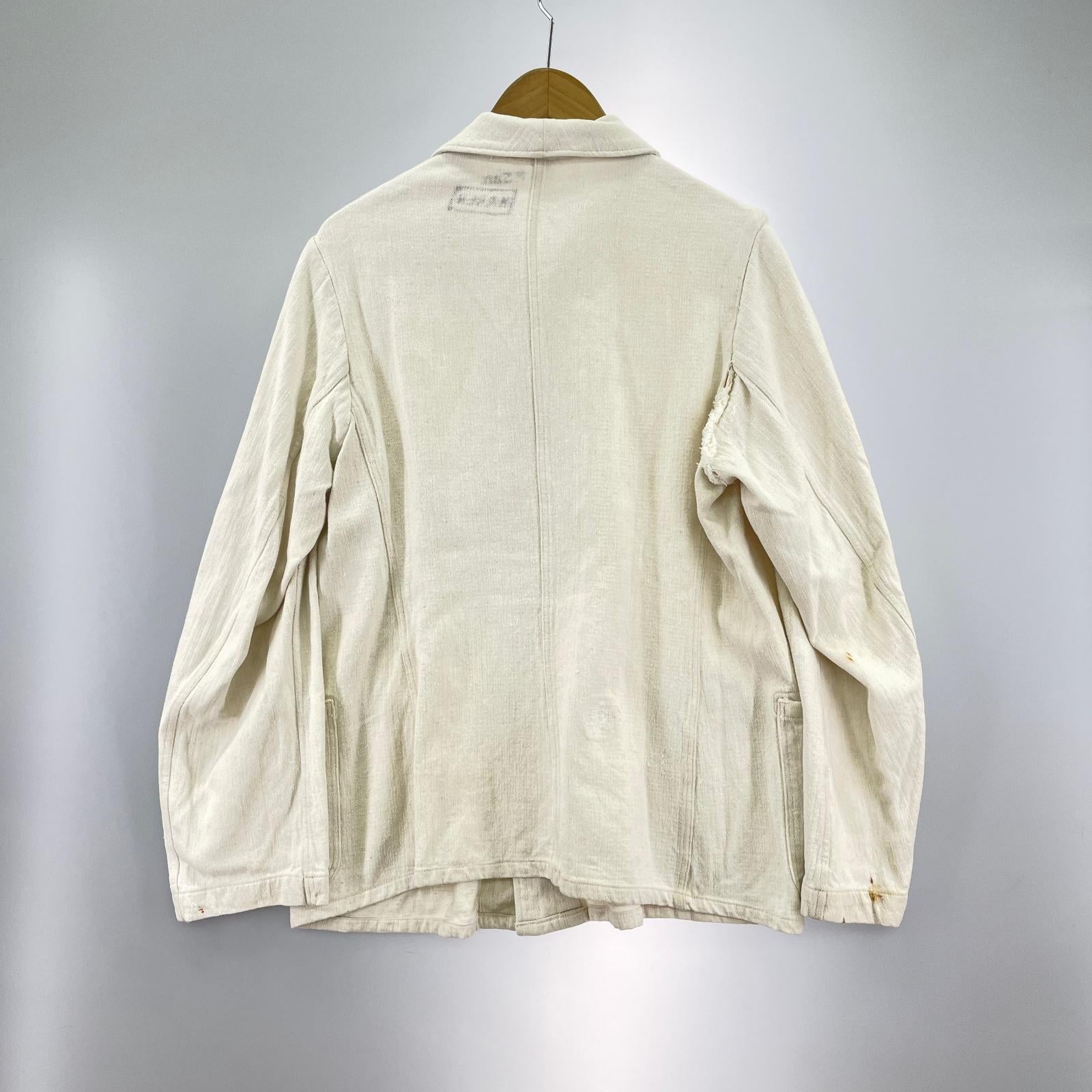 ジャケット 30s-40s/ドイツ軍/ヘリンボーンツイル コットンリネン ワークJKT 52 ホワイト