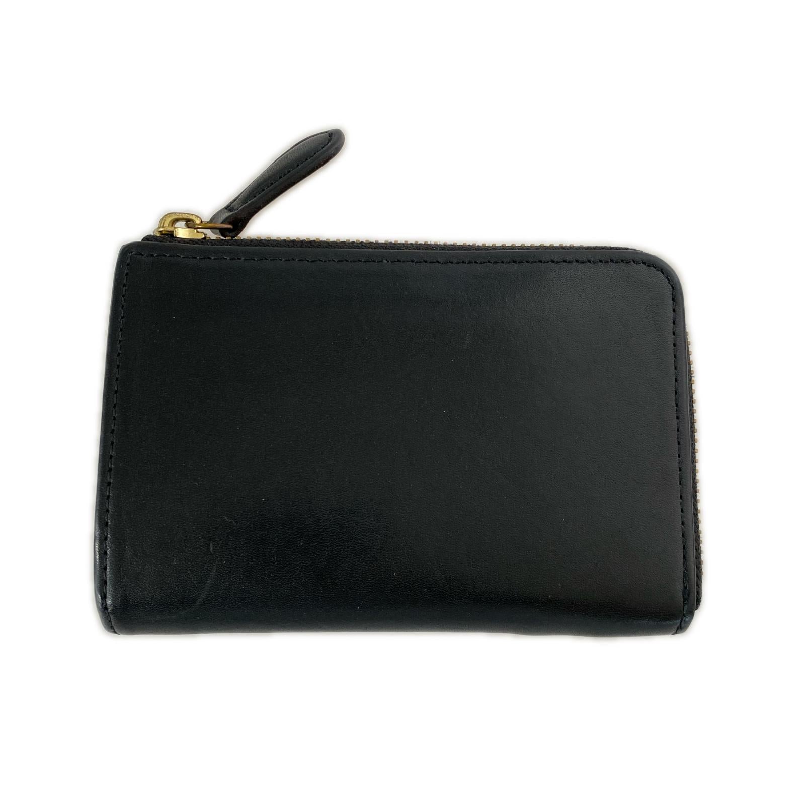 コンパクトウォレット SLOW&Co L字レザー財布 黒 ブラック