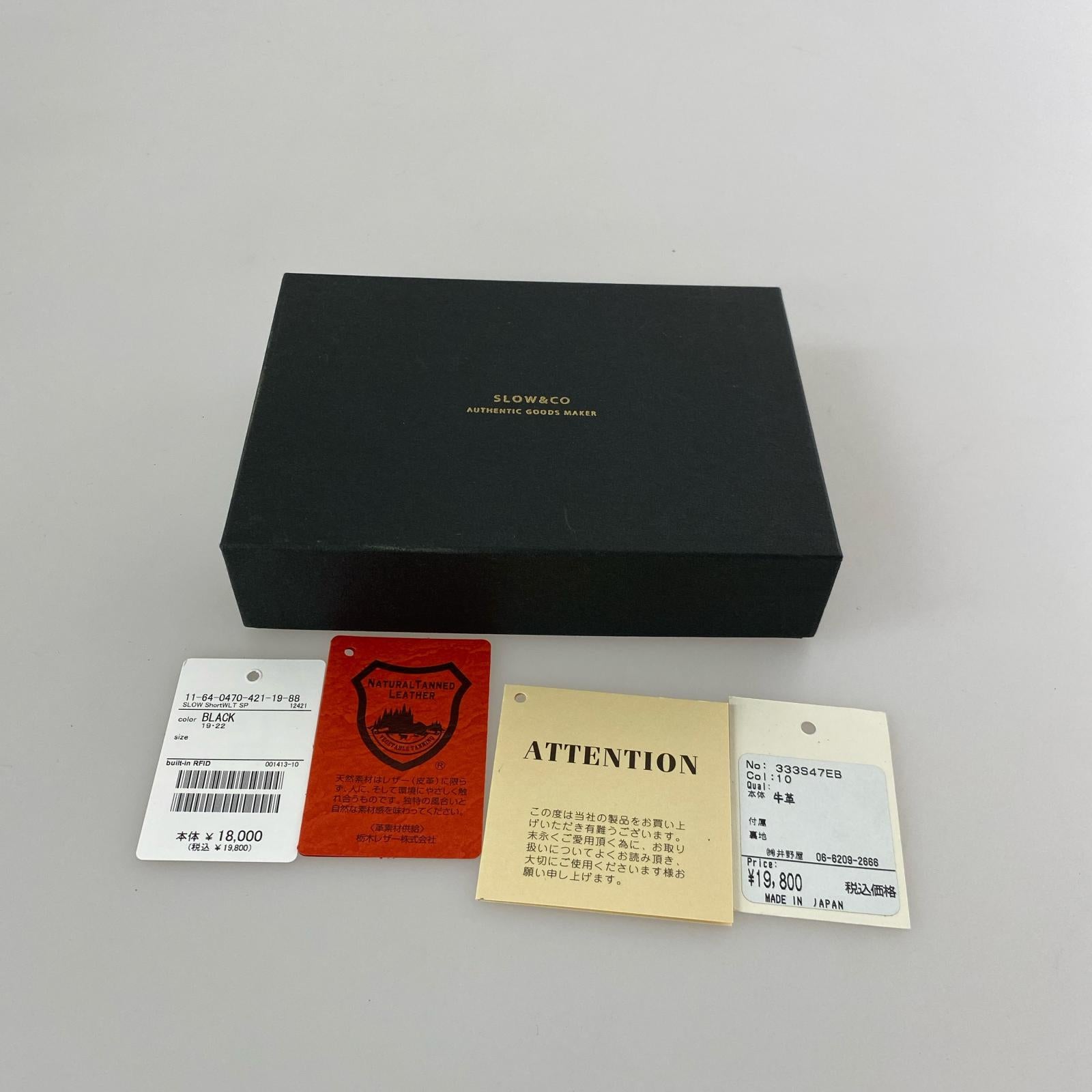コンパクトウォレット SLOW&Co L字レザー財布 黒 ブラック