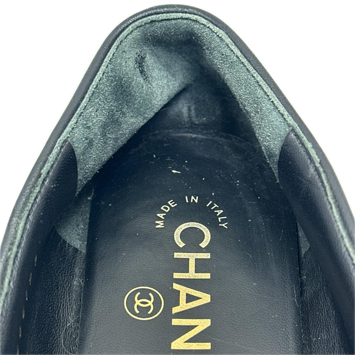 CHANEL ココマーク パール レザー ローファー 黒