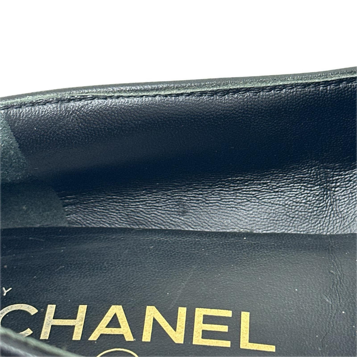 CHANEL ココマーク パール レザー ローファー 黒