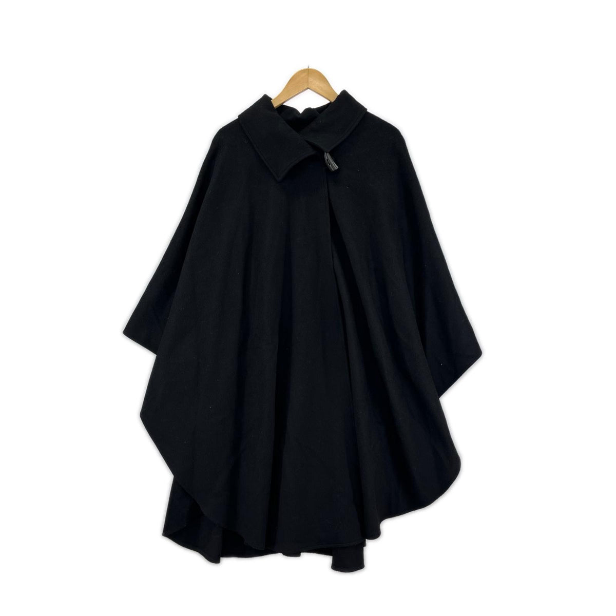 ジャケット ケープ ポンチョ ウール カシミヤ混 黒 (M) M ブラック
