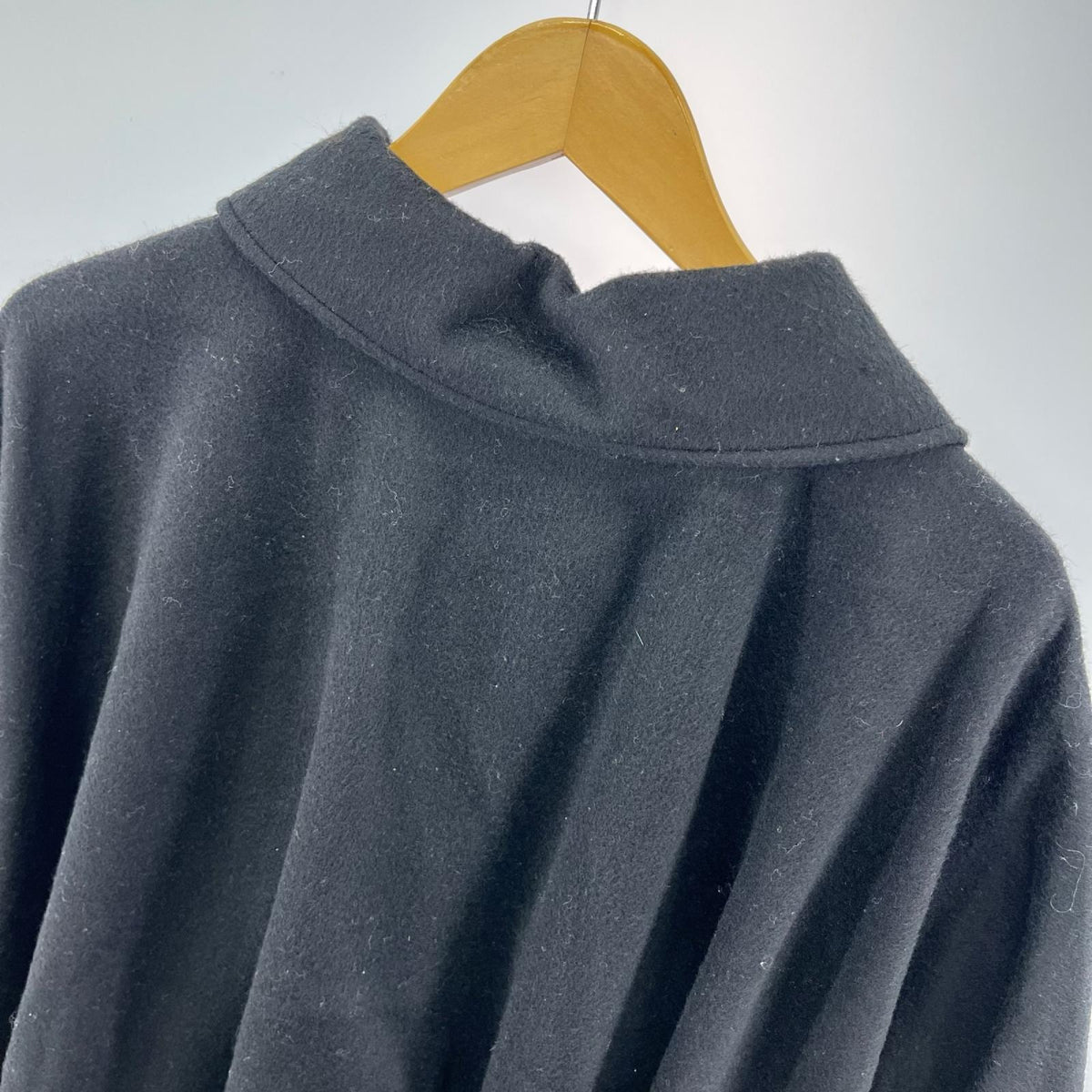 ジャケット ケープ ポンチョ ウール カシミヤ混 黒 (M) M ブラック