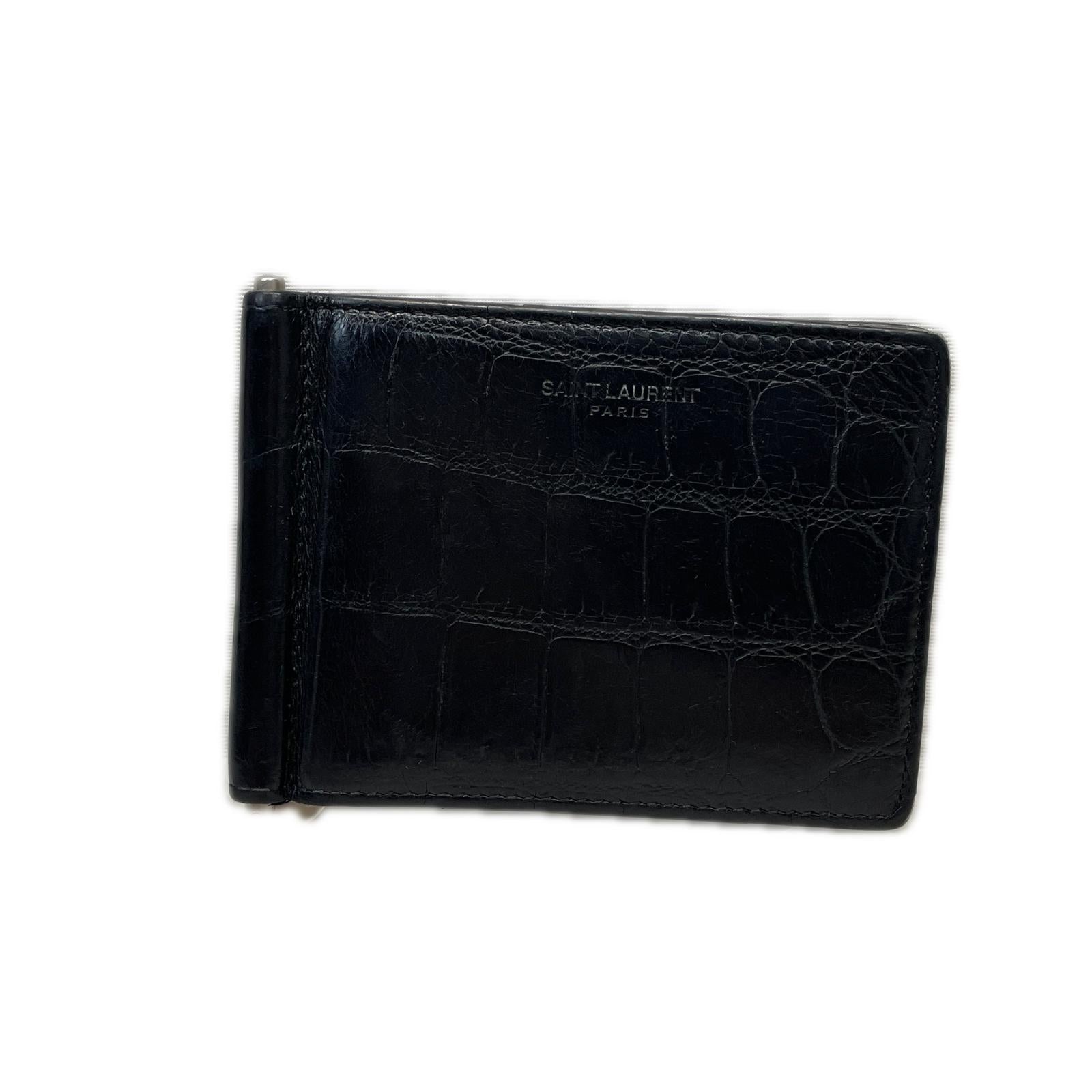 SAINT LAURENT クロコ 型押しレザー マネークリップ