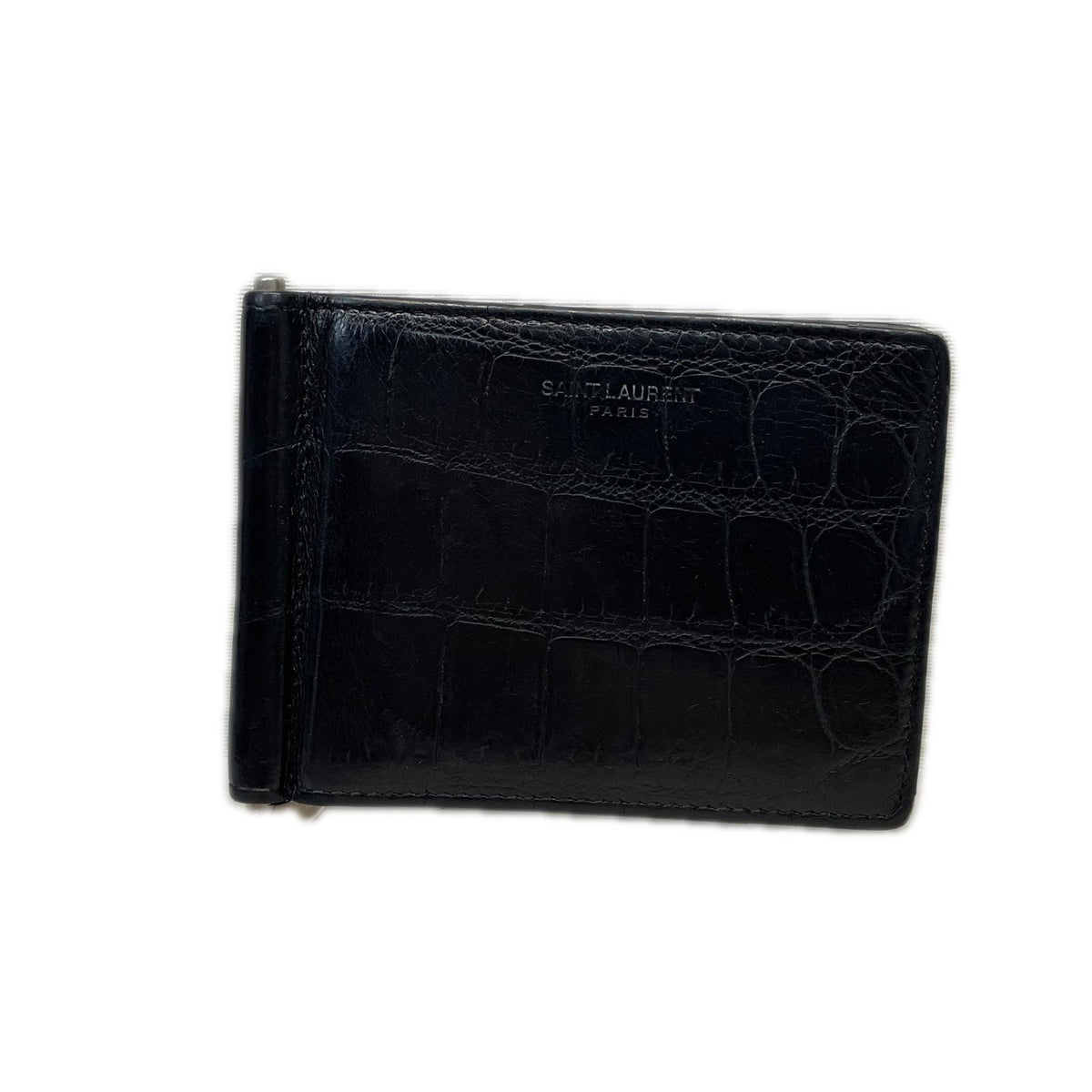 SAINT LAURENT クロコ 型押しレザー マネークリップ