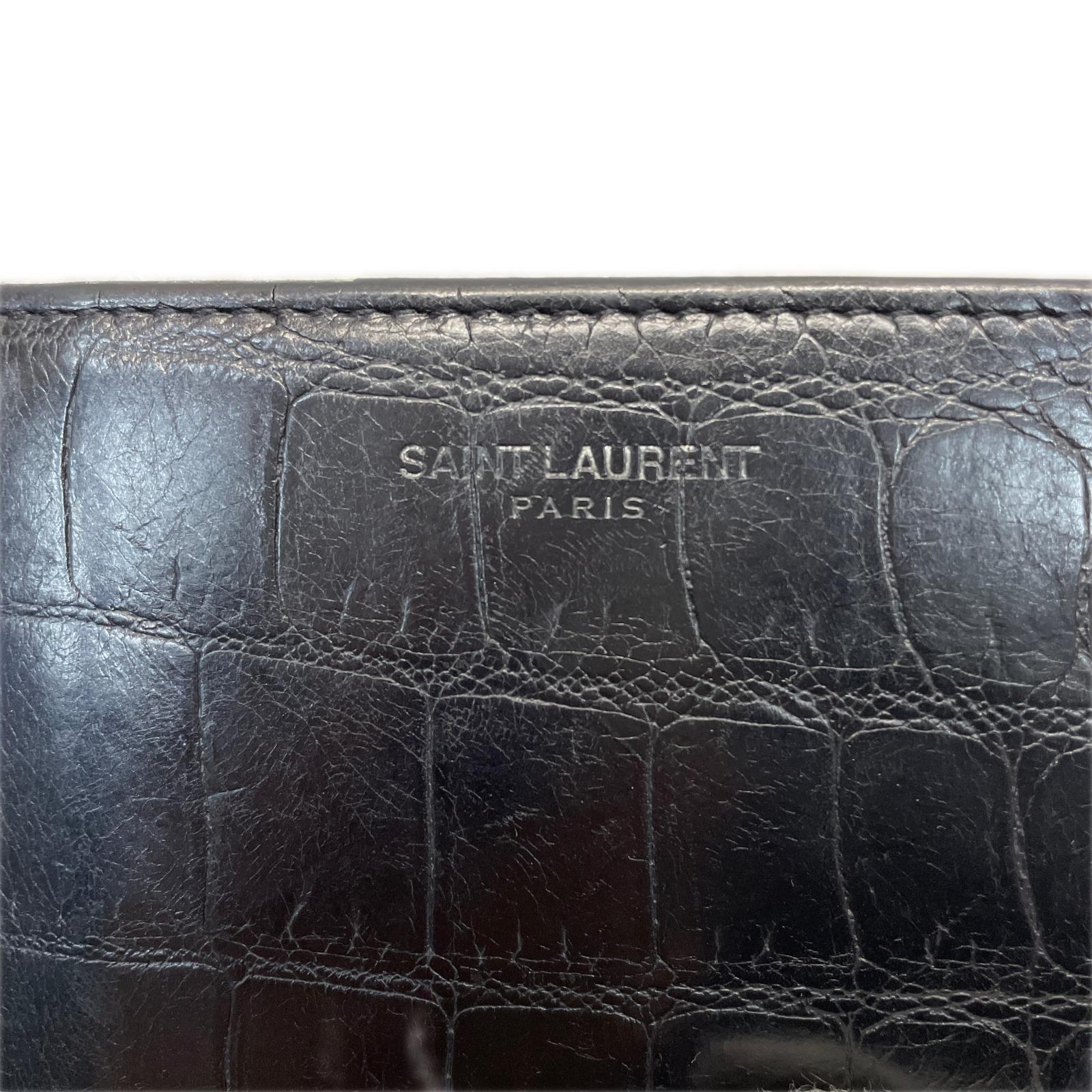 SAINT LAURENT クロコ 型押しレザー マネークリップ