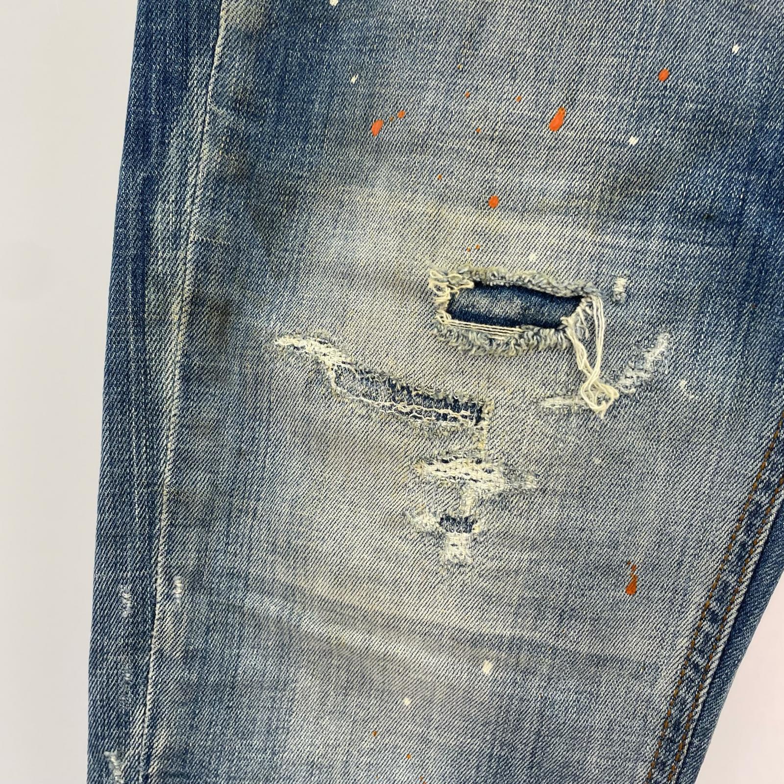デニムパンツ PMDS ペイント加工スキニー 30 30 ブルー