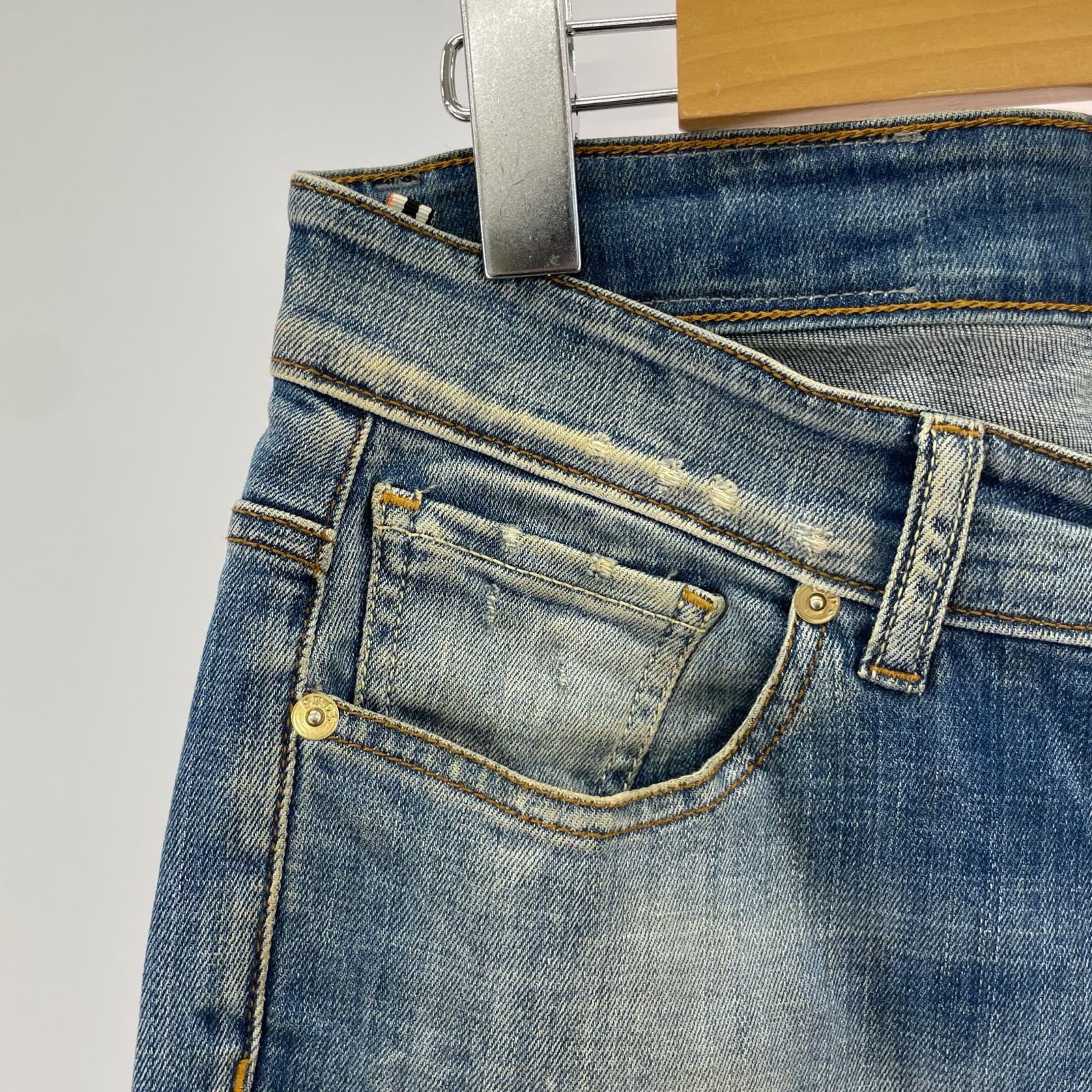 デニムパンツ PMDS ペイント加工スキニー 30 30 ブルー