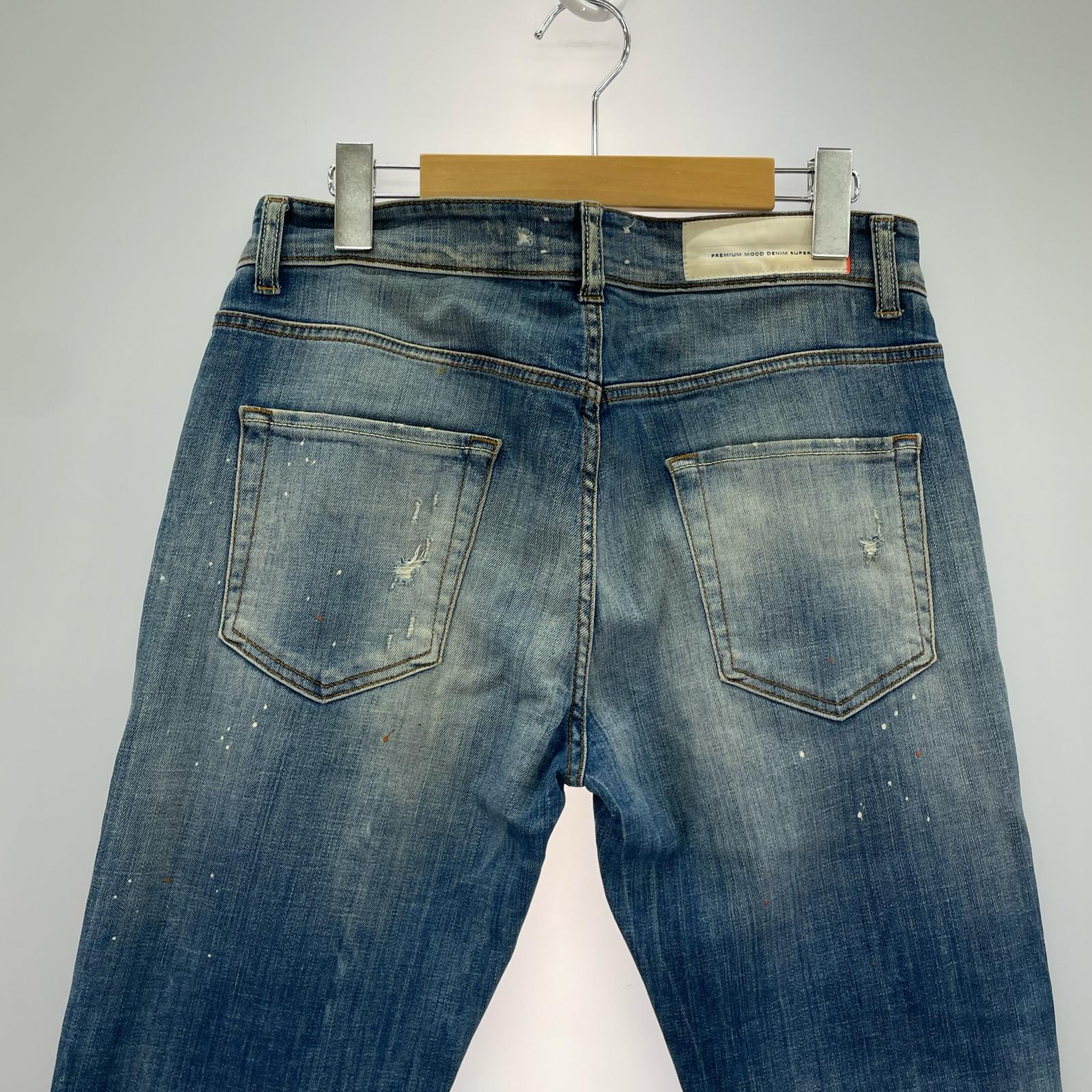 デニムパンツ PMDS ペイント加工スキニー 30 30 ブルー