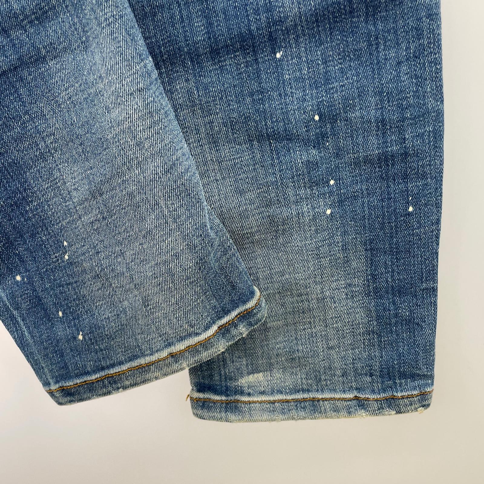 デニムパンツ PMDS ペイント加工スキニー 30 30 ブルー