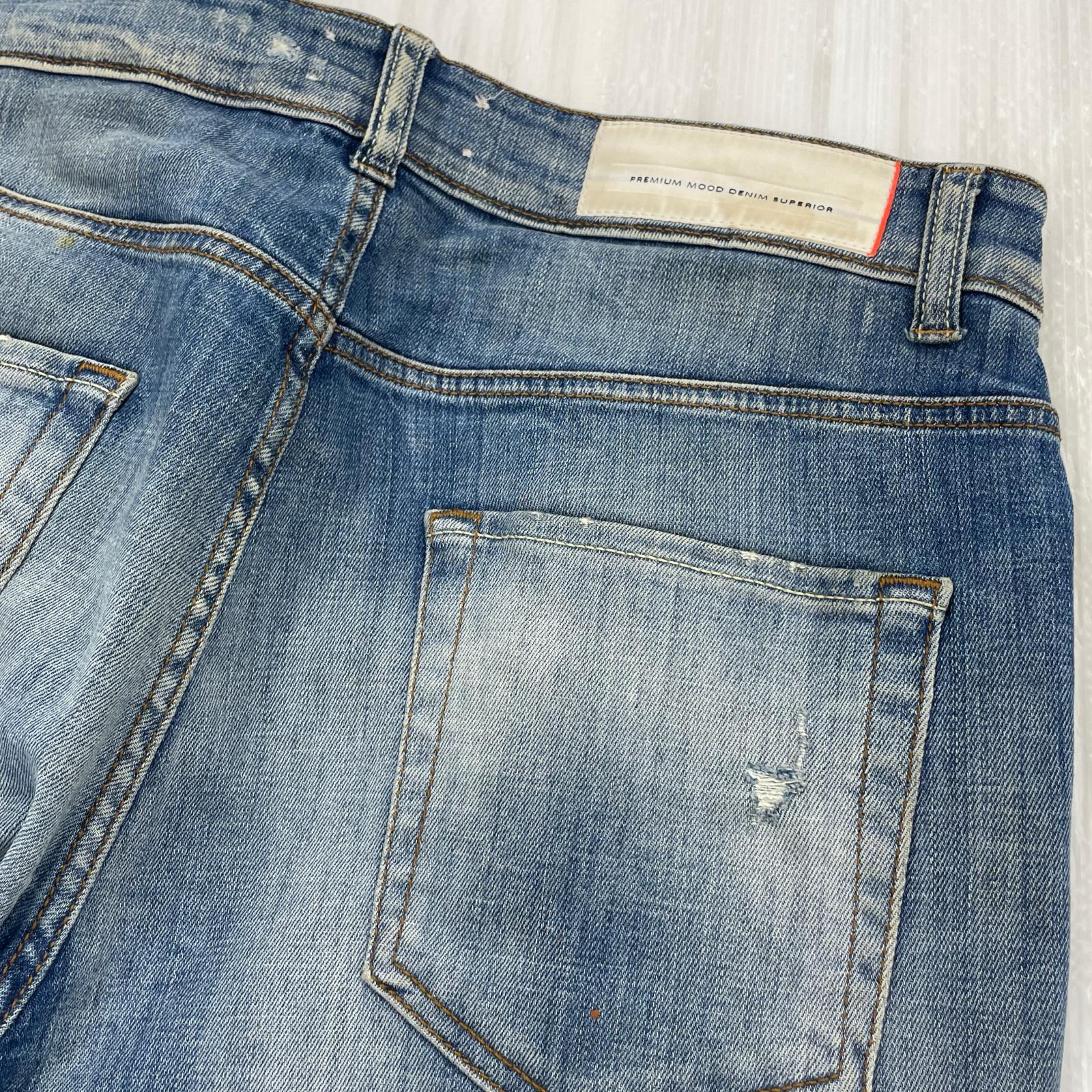 デニムパンツ PMDS ペイント加工スキニー 30 30 ブルー