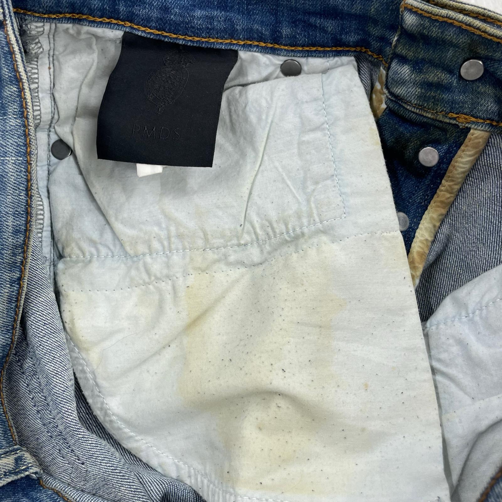 デニムパンツ PMDS ペイント加工スキニー 30 30 ブルー