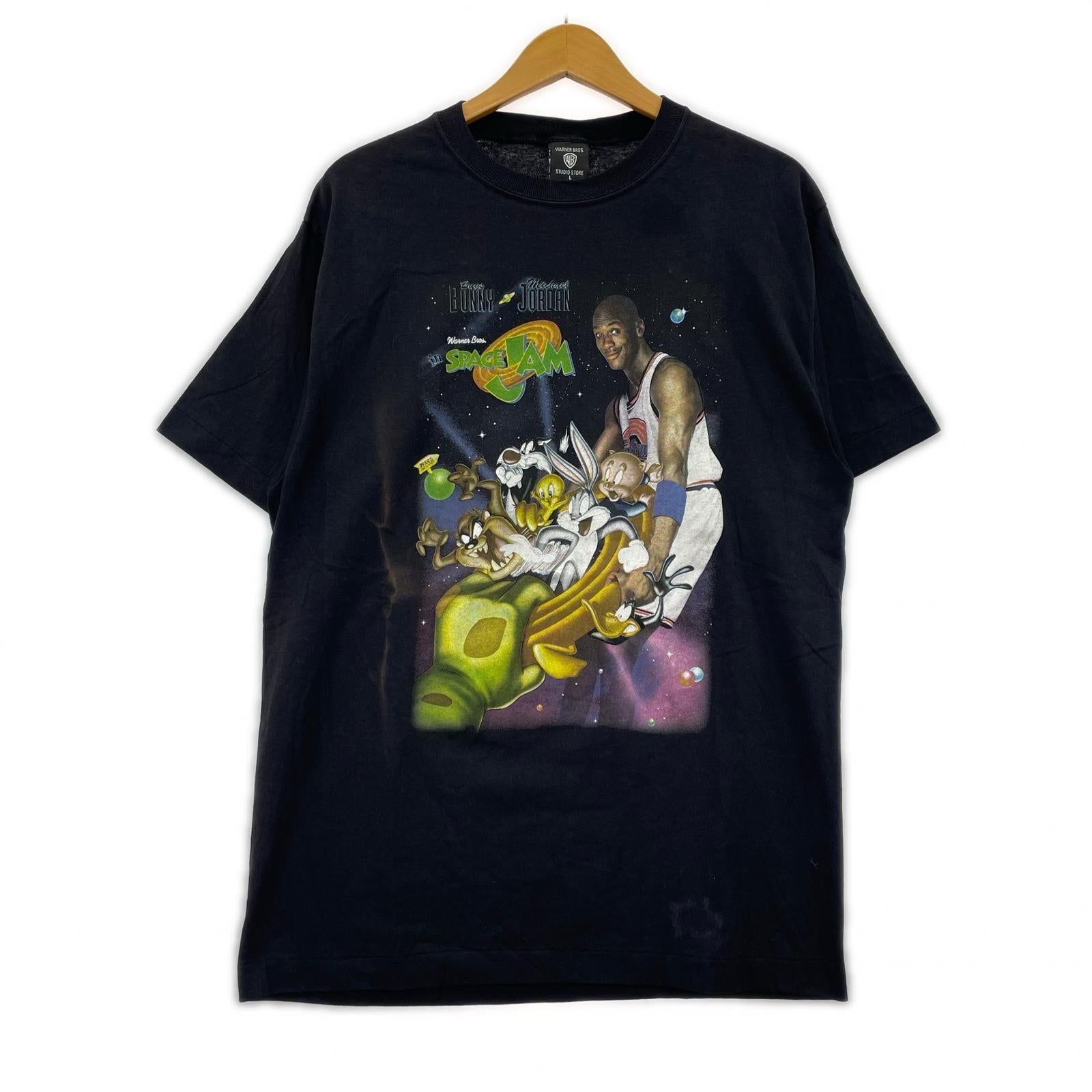 半袖Tシャツ NIKE S/S TEE 90s USA製 SPACE JAM×JORDAN (L) L ブラック