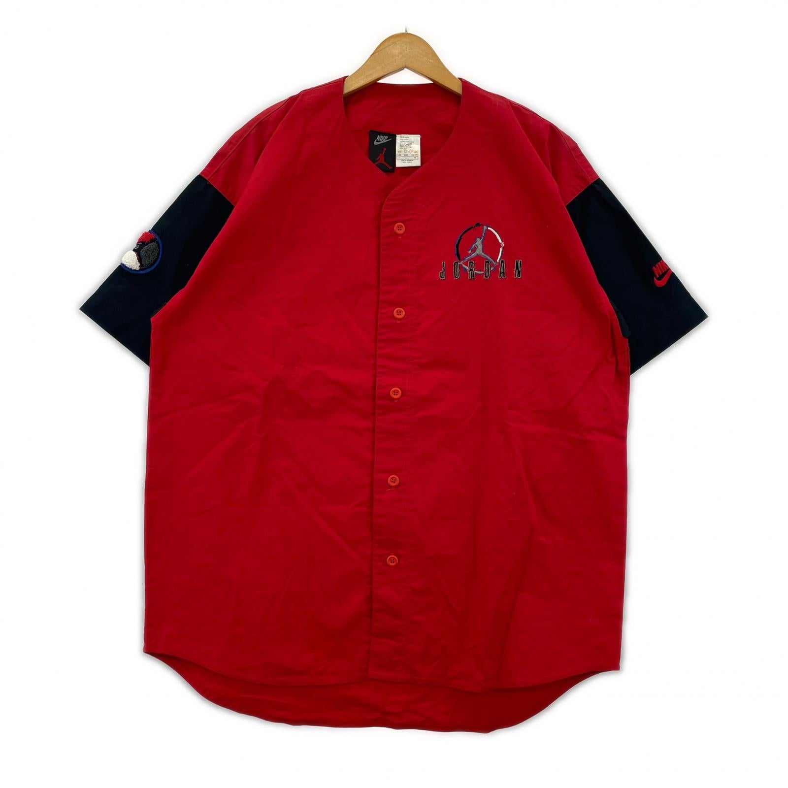 半袖Tシャツ 90s JORDAN ベースボールシャツ (L) L レッド