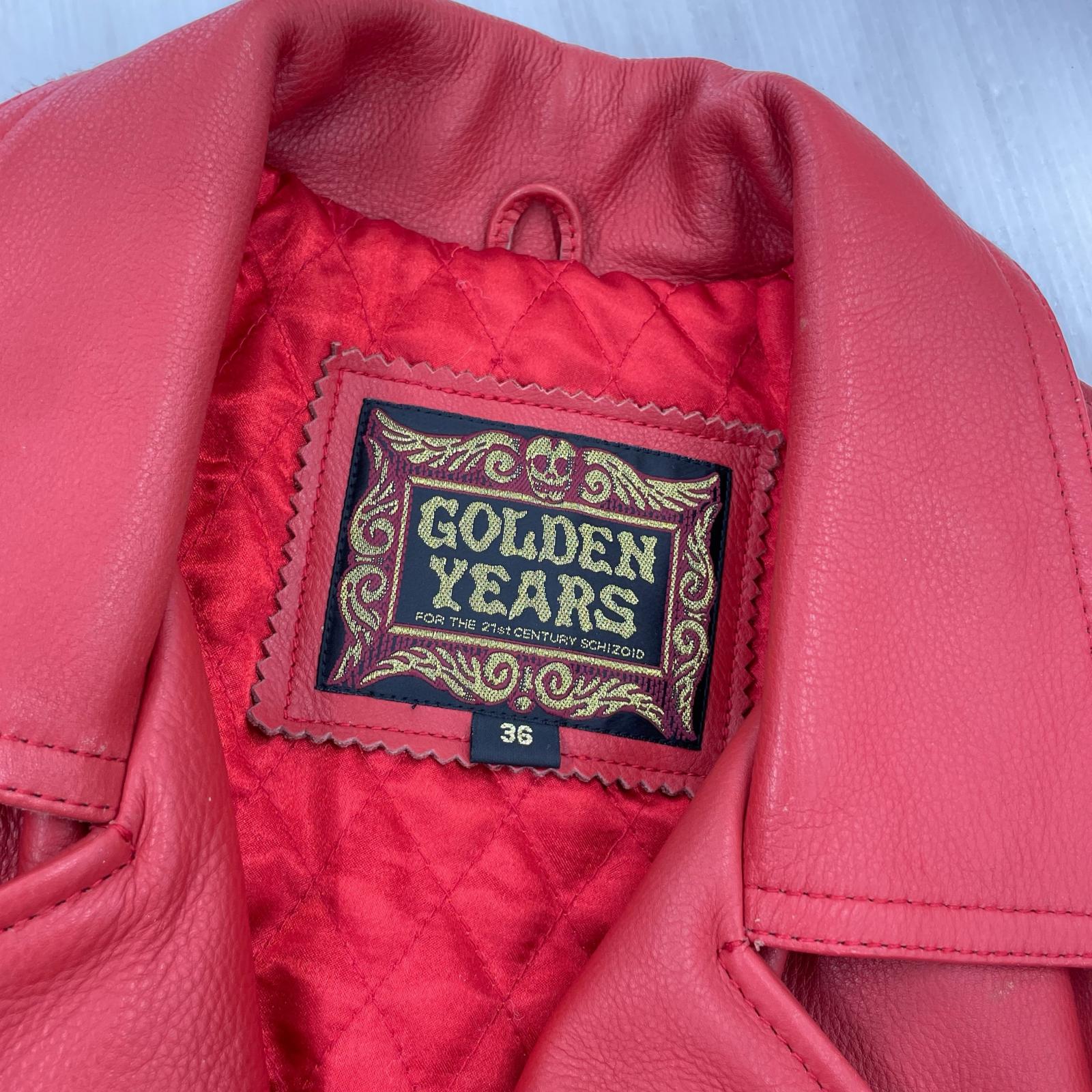 レザージャケット GOLDEN YEARS ダブルライダースジャケット 赤 36 36 レッド