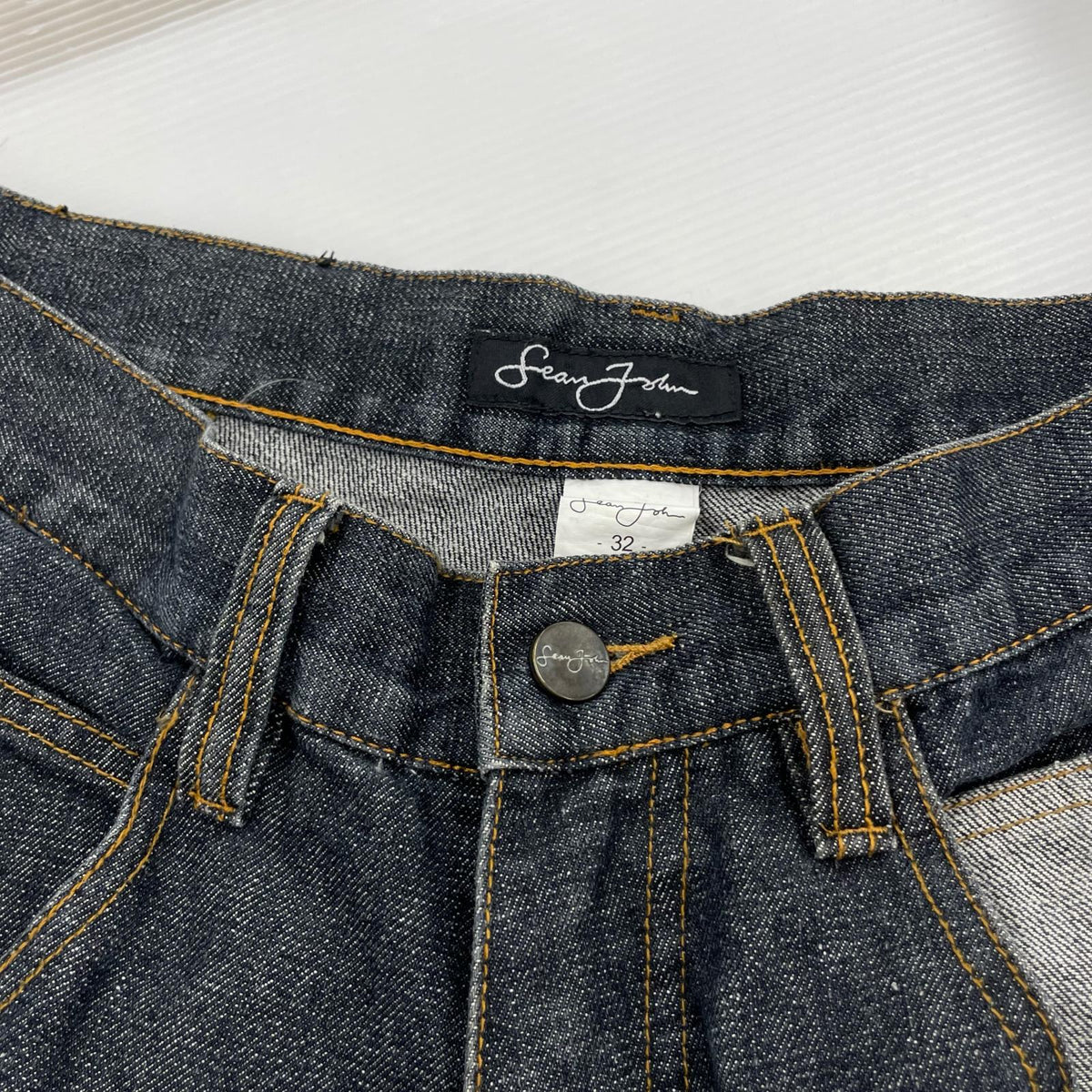 デニムパンツ Sean John ロゴ刺繍 バギーデザインデニム 32 32
