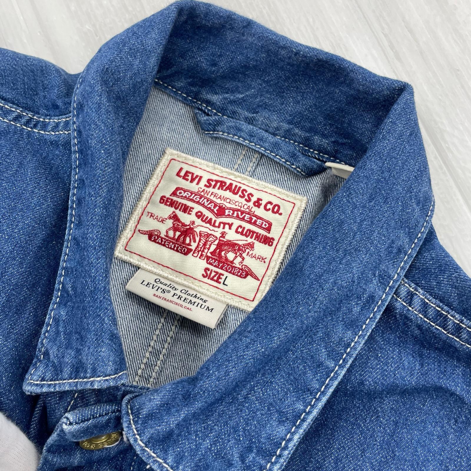デニムジャケット PREMIUM カットオフ L L ネイビー