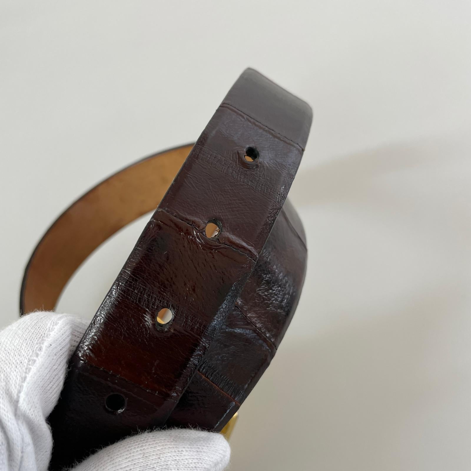 その他アクセサリー ゴールドバックルレザーベルト ブラウン ブラウン