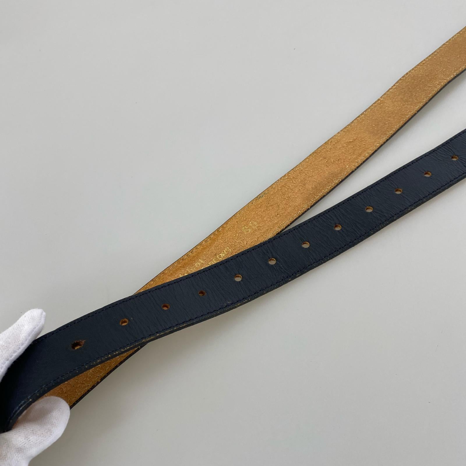 その他アクセサリー レザーベルト ネイビー