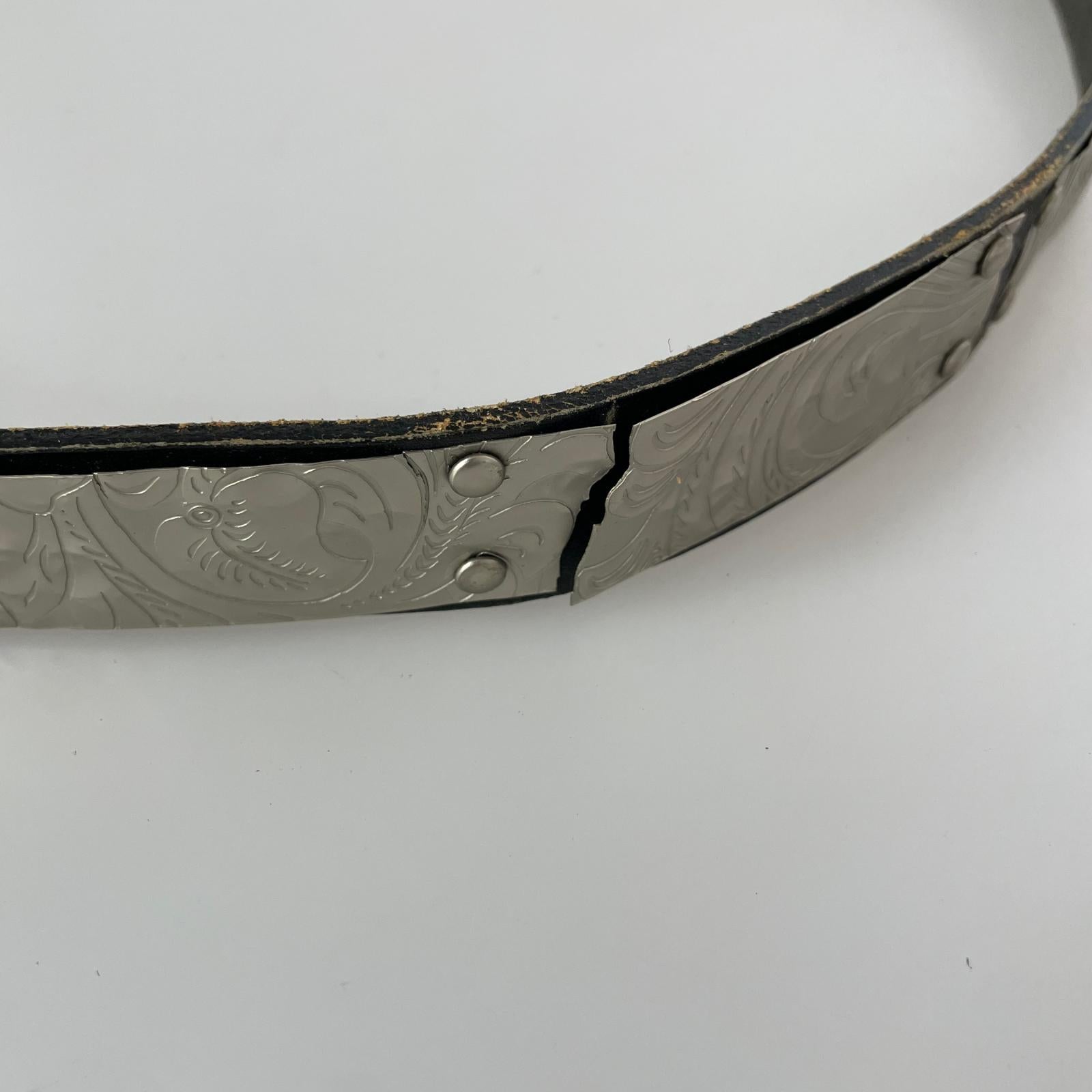 その他アクセサリー メタルプレートレザーベルト 黒 78 ブラック