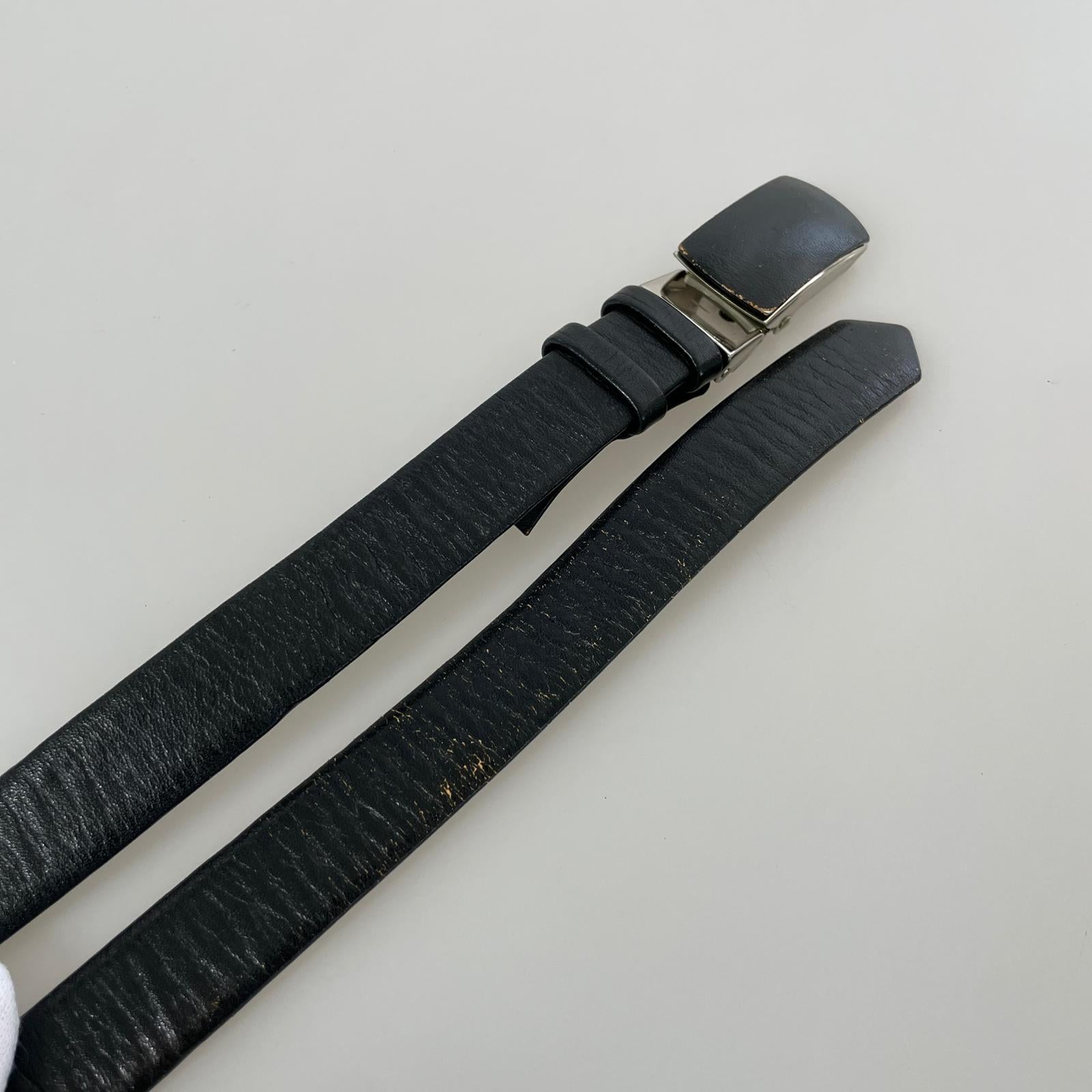 その他アクセサリー レザーナローベルト 黒 ブラック