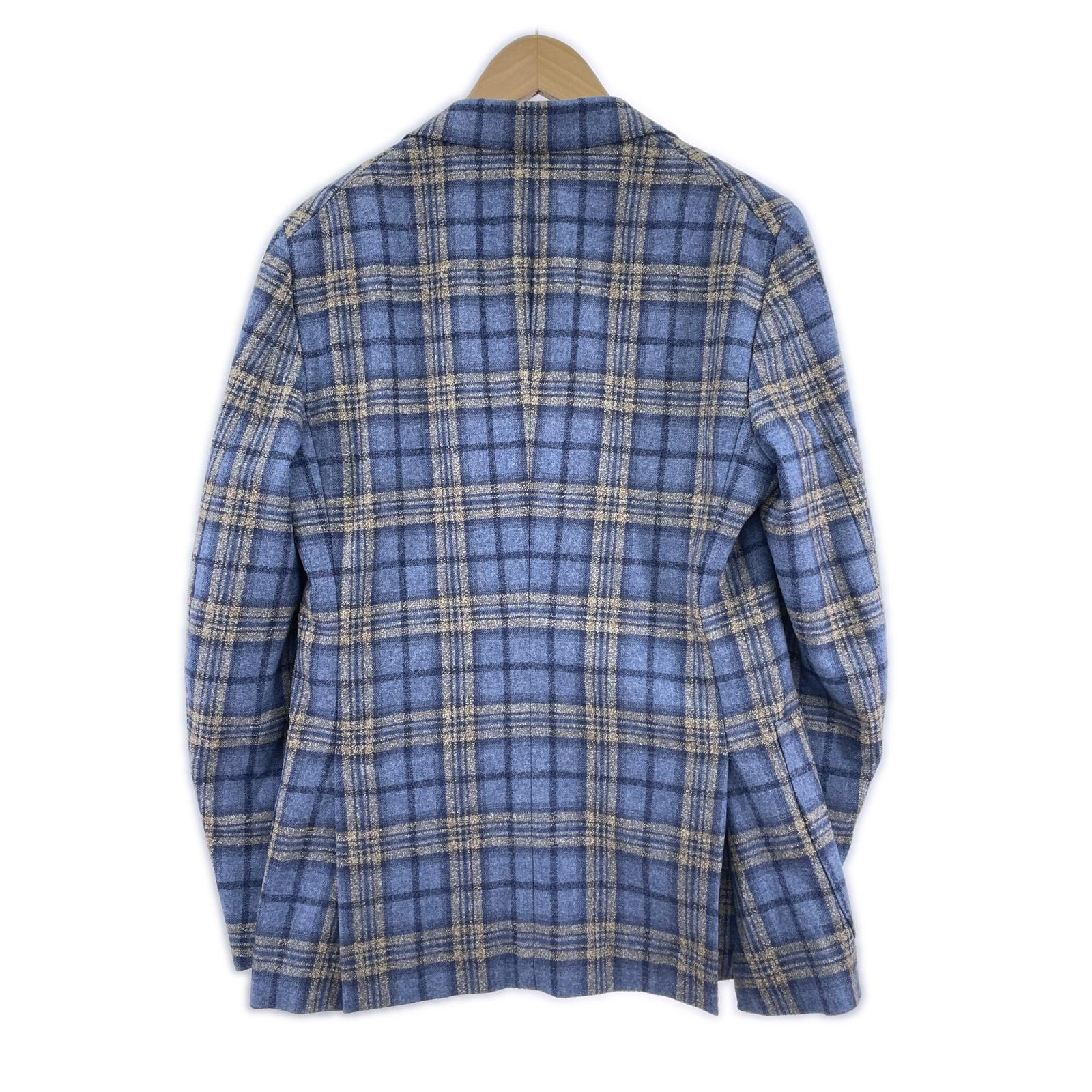 テーラードジャケット ISAIA ウールシルク チェックテーラード (44) 44 ブルー