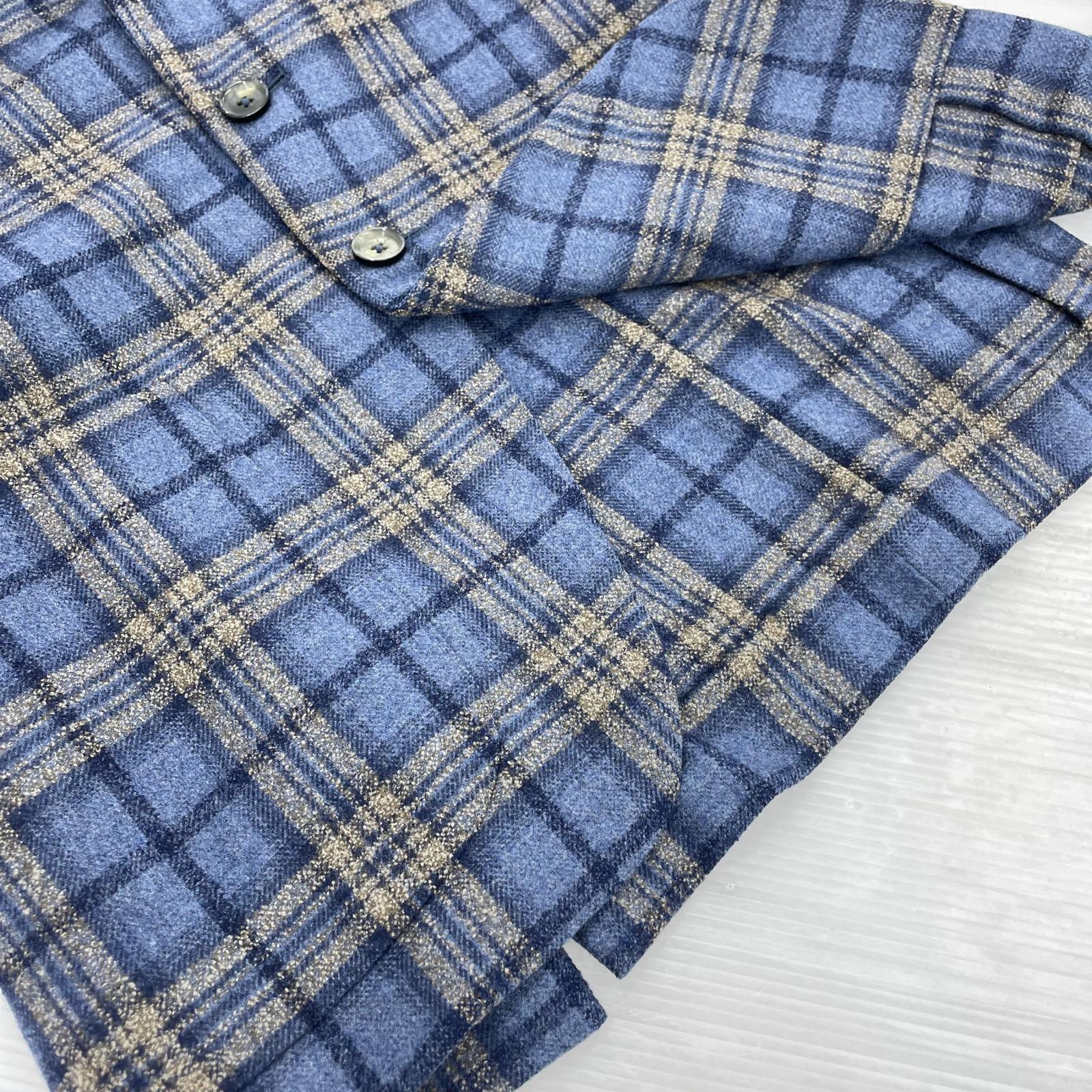 テーラードジャケット ISAIA ウールシルク チェックテーラード (44) 44 ブルー
