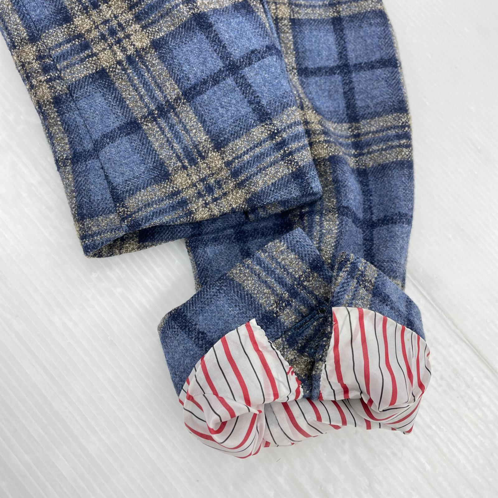 テーラードジャケット ISAIA ウールシルク チェックテーラード (44) 44 ブルー