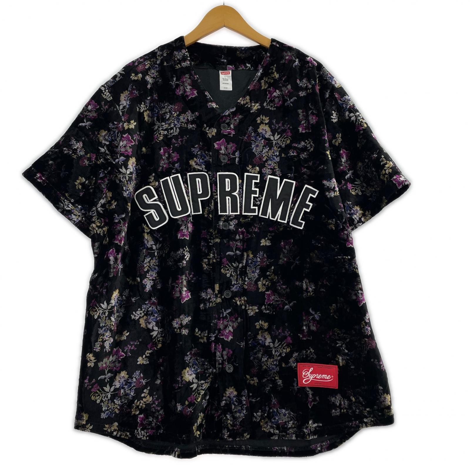 半袖シャツ Supreme Floral Velour Baseball Jersey L Black L ブラック