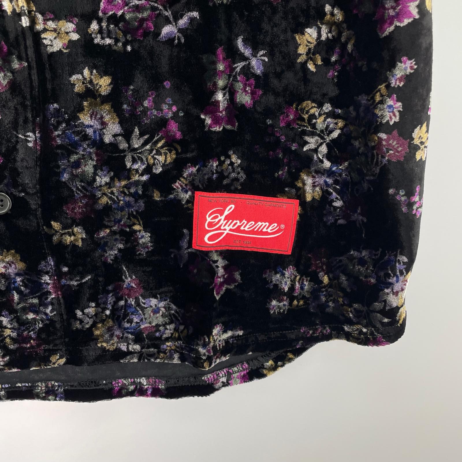 半袖シャツ Supreme Floral Velour Baseball Jersey L Black L ブラック