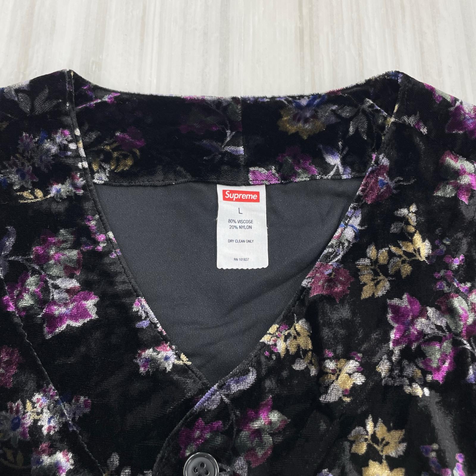 半袖シャツ Supreme Floral Velour Baseball Jersey L Black L ブラック