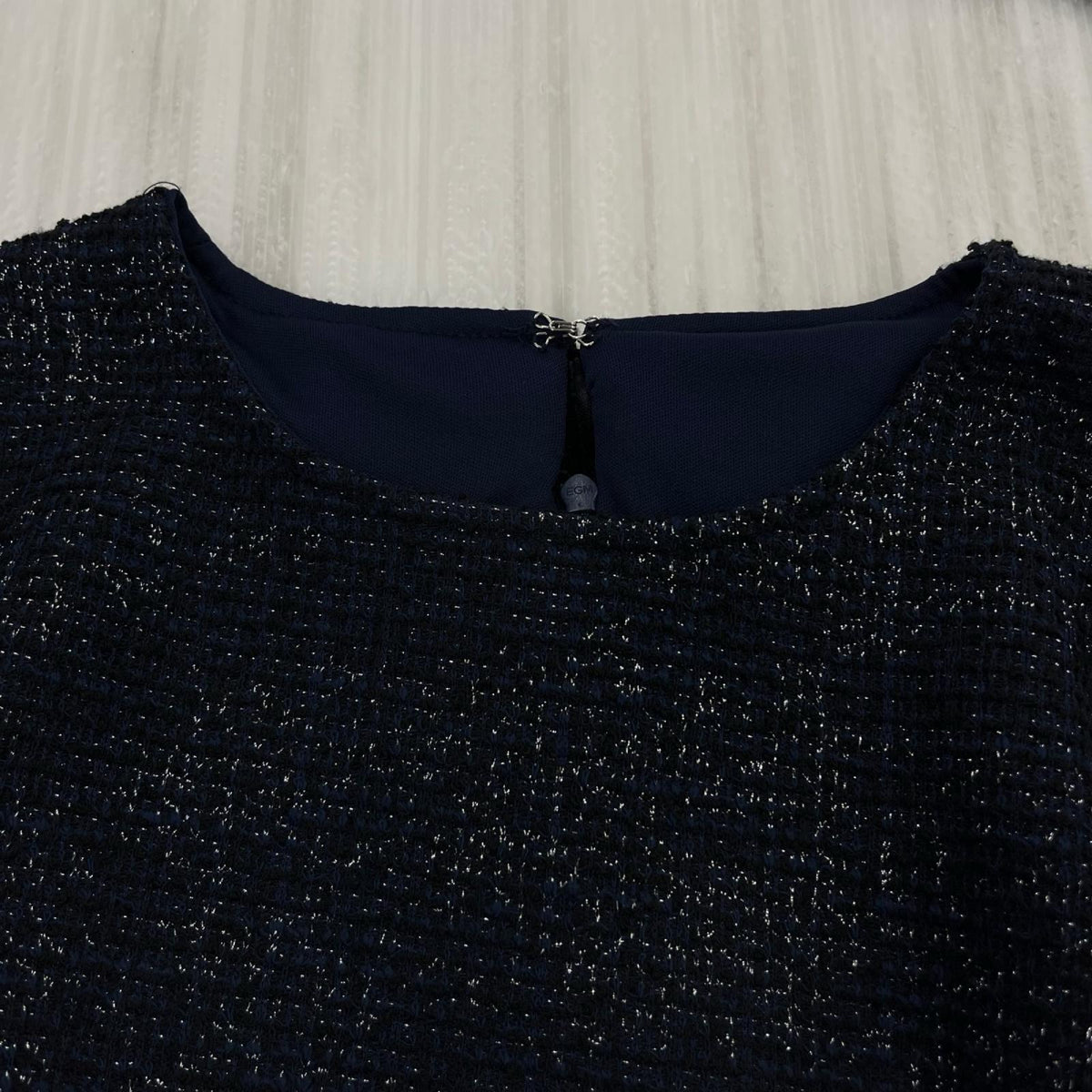 長袖Tシャツ Fit more ラメツイードペプラムカットソー フリー ネイビー