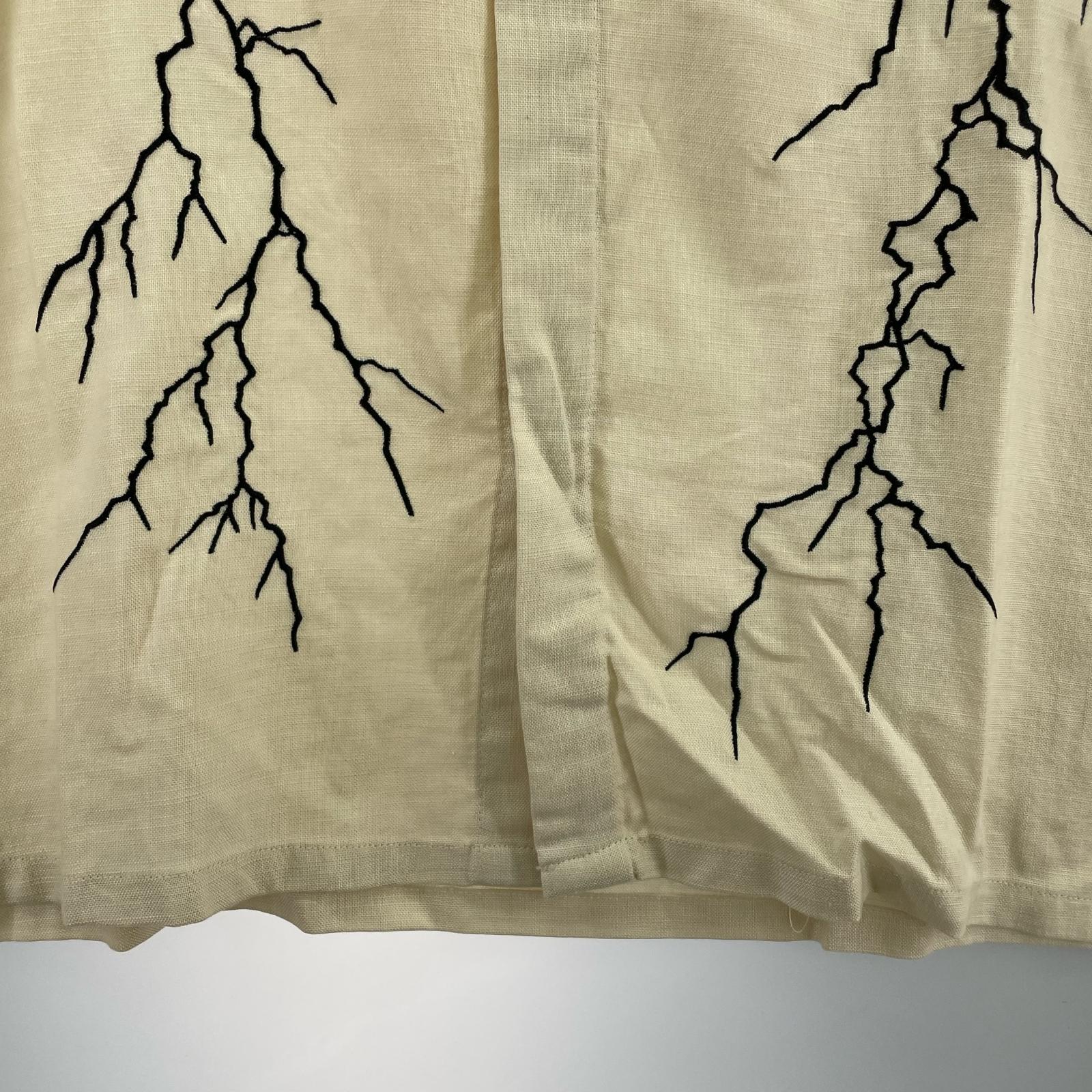半袖シャツ GAKKIN 雷鳴 LIGHTNING EMBROIDERY SHIRT L アイボリー L