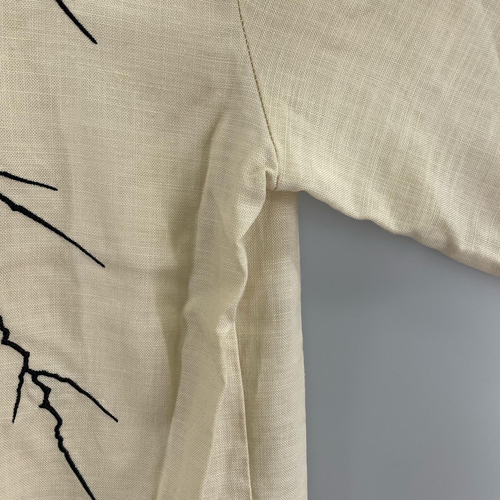 半袖シャツ GAKKIN 雷鳴 LIGHTNING EMBROIDERY SHIRT L アイボリー L