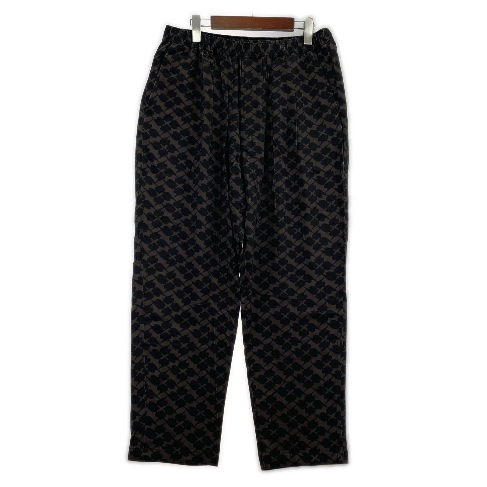 パンツ GAKKIN×BUDSPOOL EASY TROUSERS 総柄イージーパンツ ブラック L