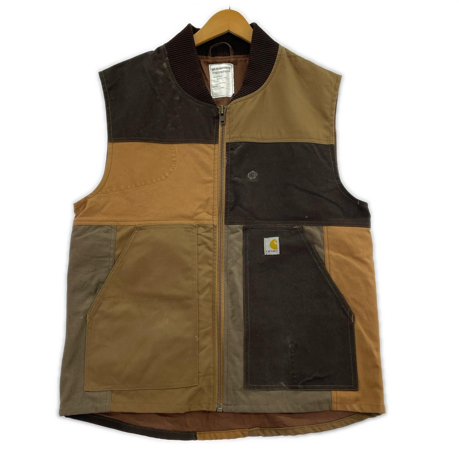ジャケット Mr.Remakeman Carhartt パッチワークダックベスト ブラウン系 2