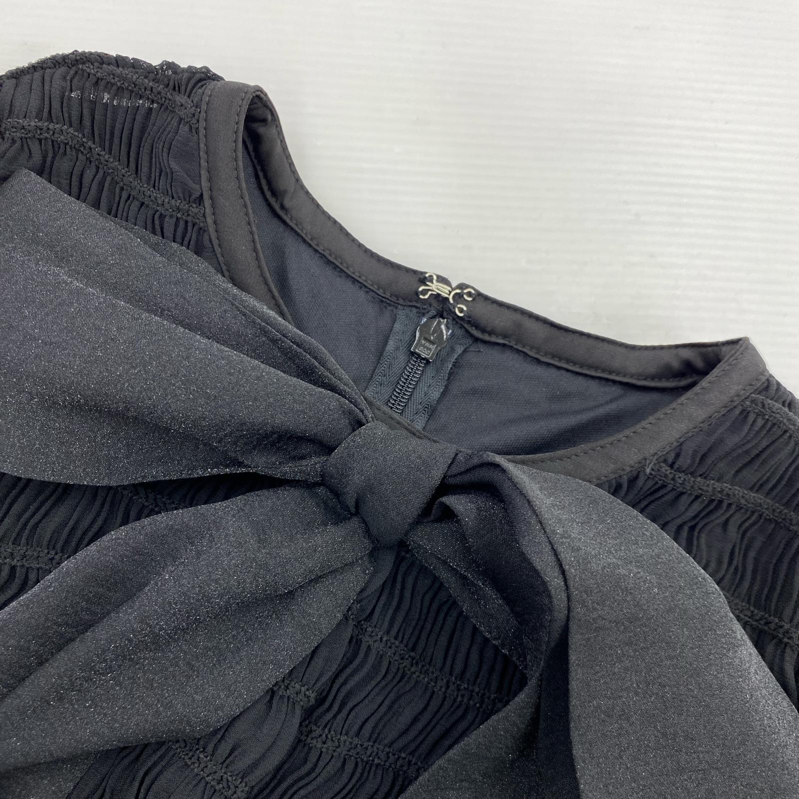 ワンピース Mmeeme ribbon shirring minionepiece ブラック