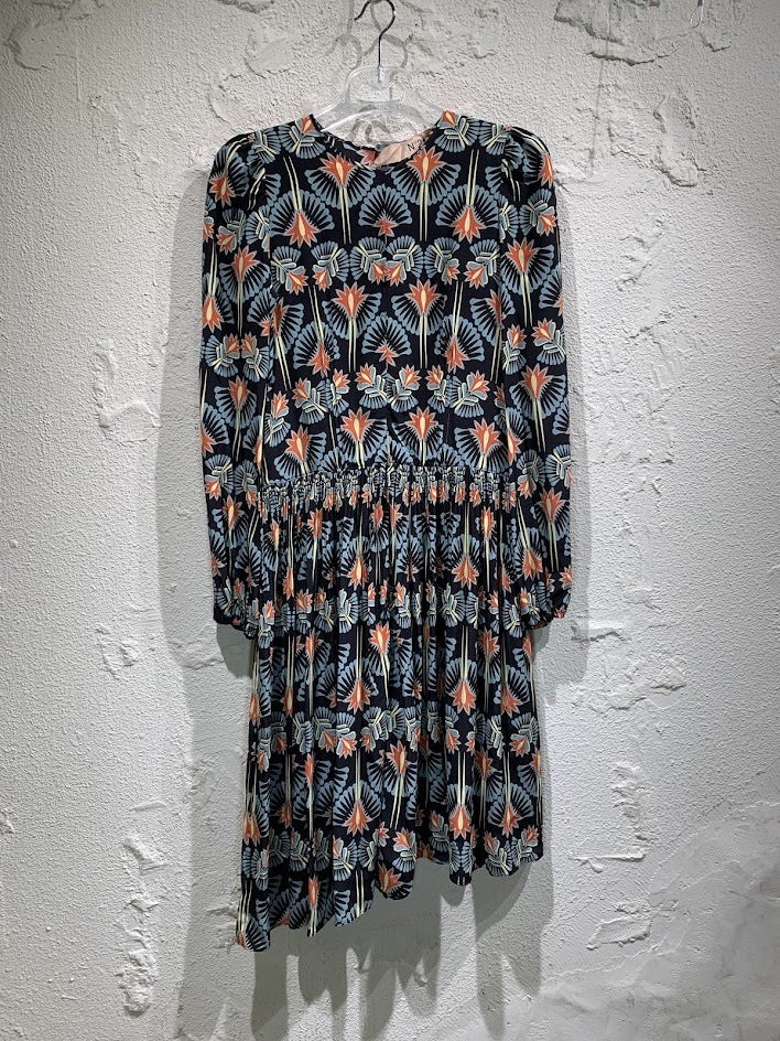 ワンピース 花柄シルクワンピース