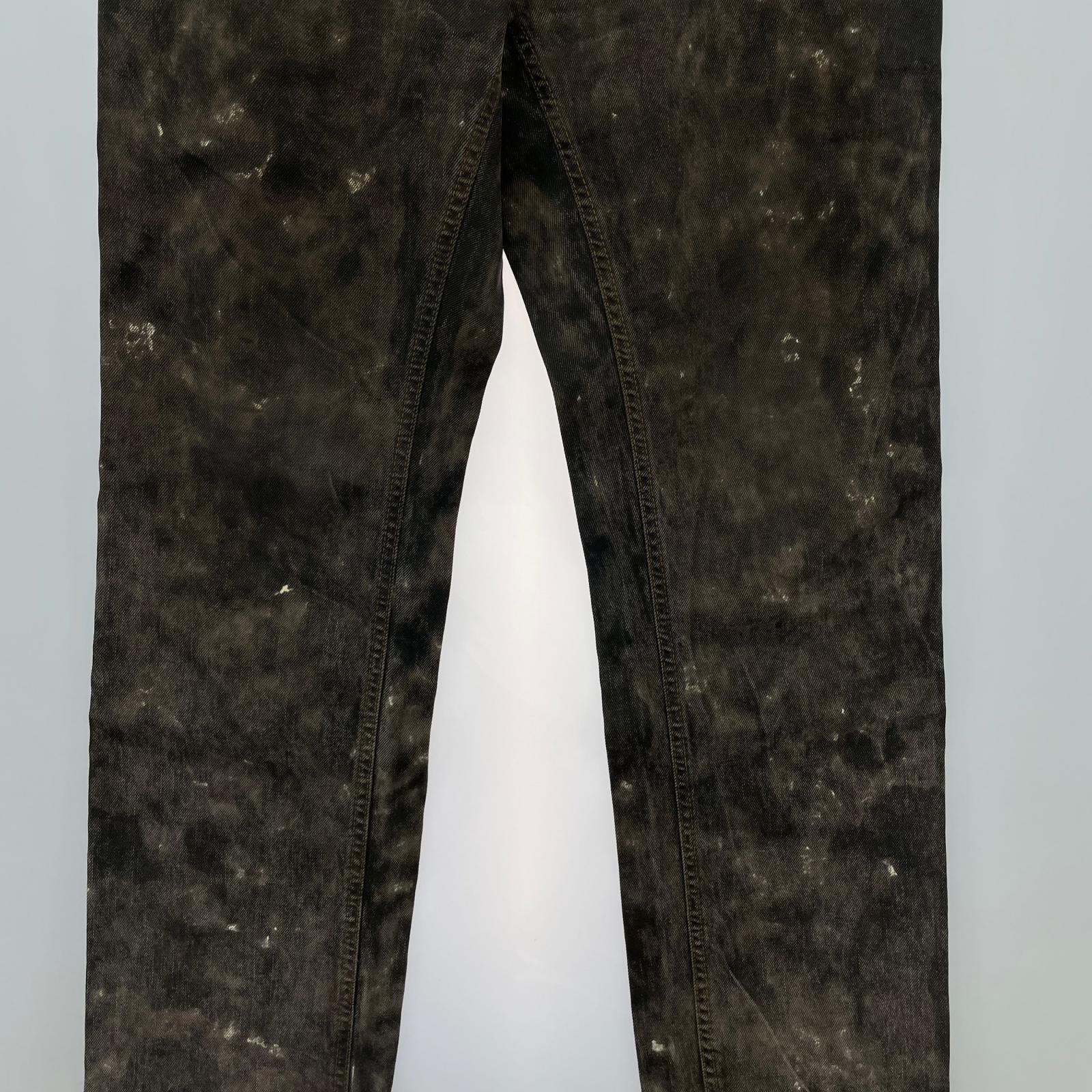 デニムパンツ 10aw ロゴプレートペインテッド パンツ 46 ブラウン