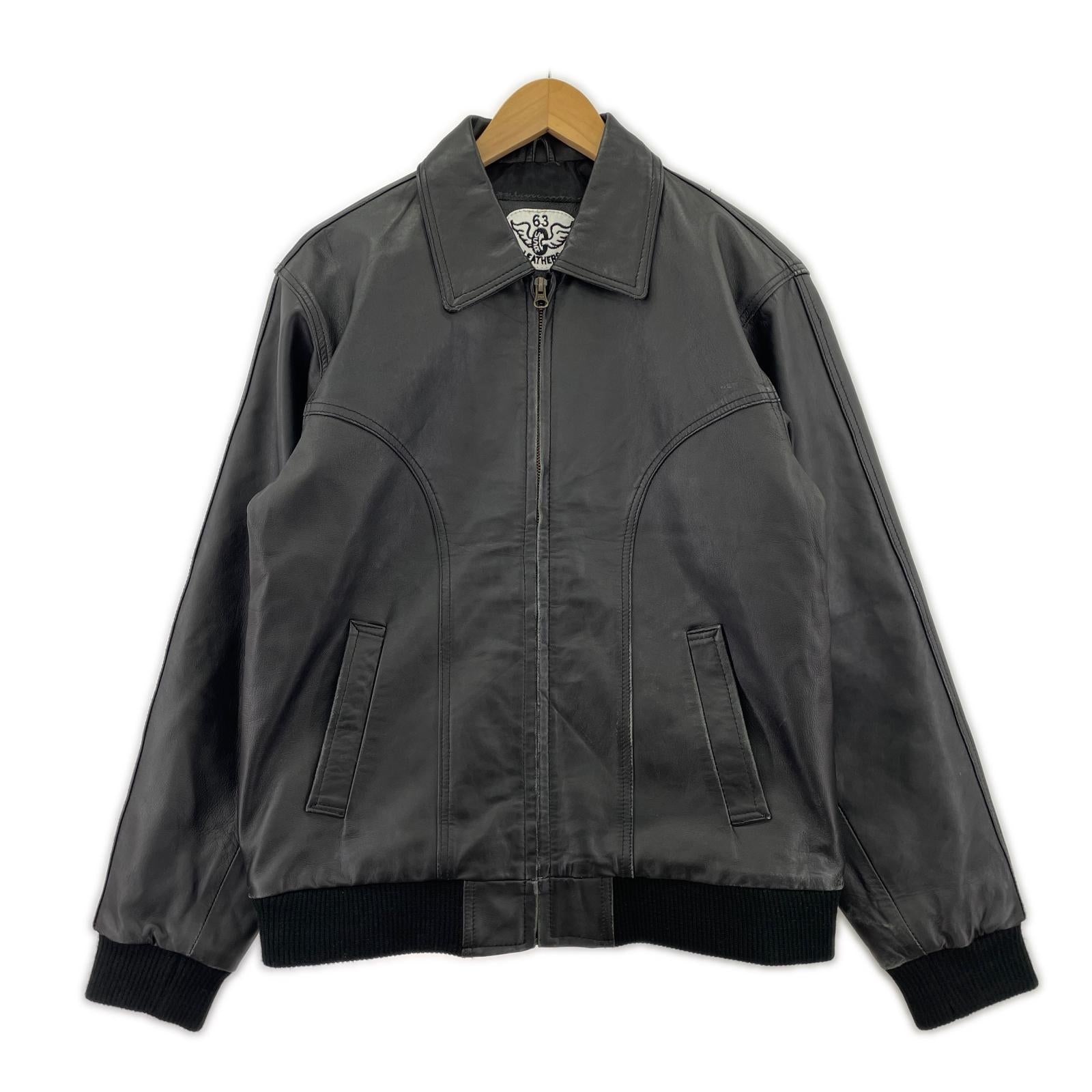レザージャケット 63 LEATHERS シングルレザージャケット M M ブラック