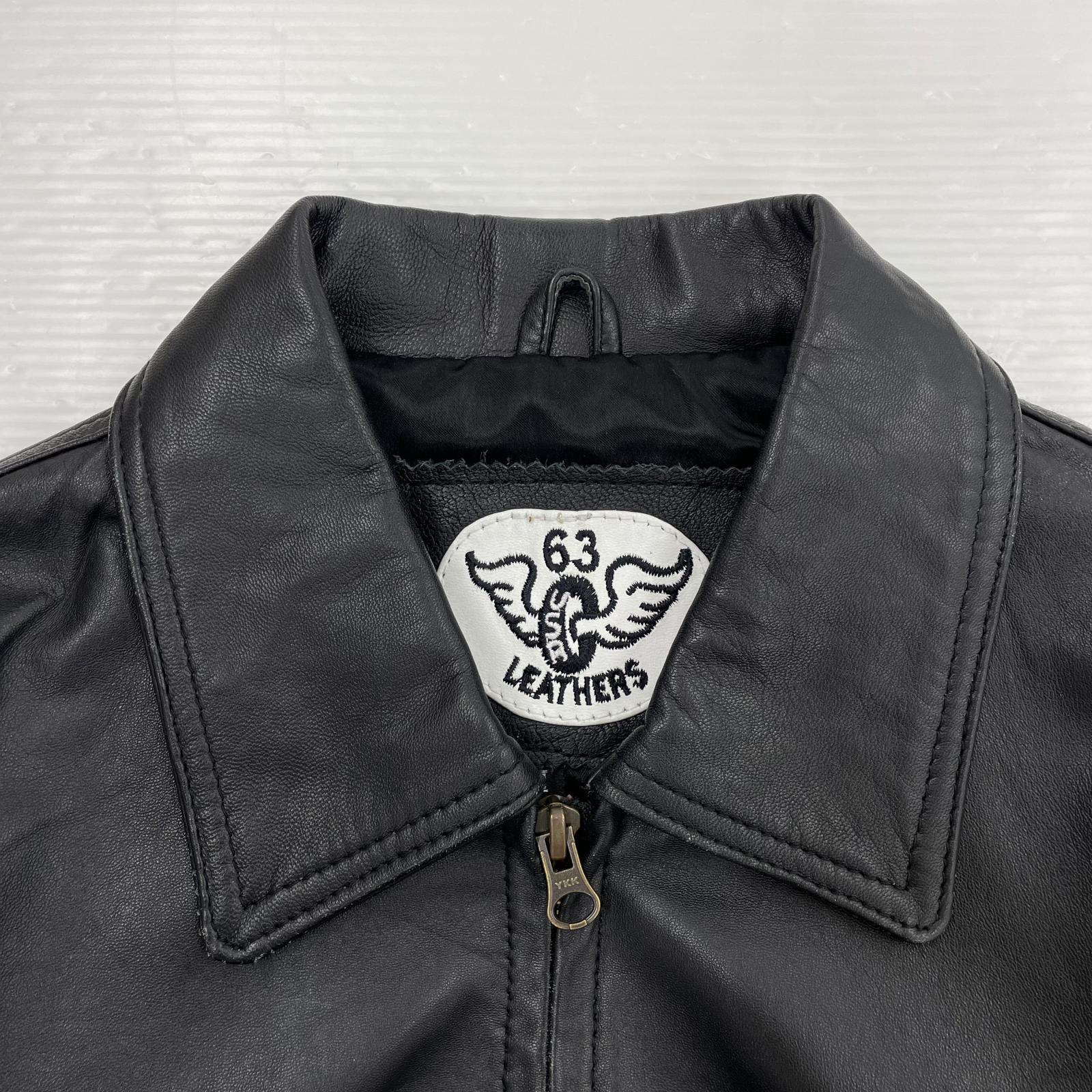 レザージャケット 63 LEATHERS シングルレザージャケット M M ブラック
