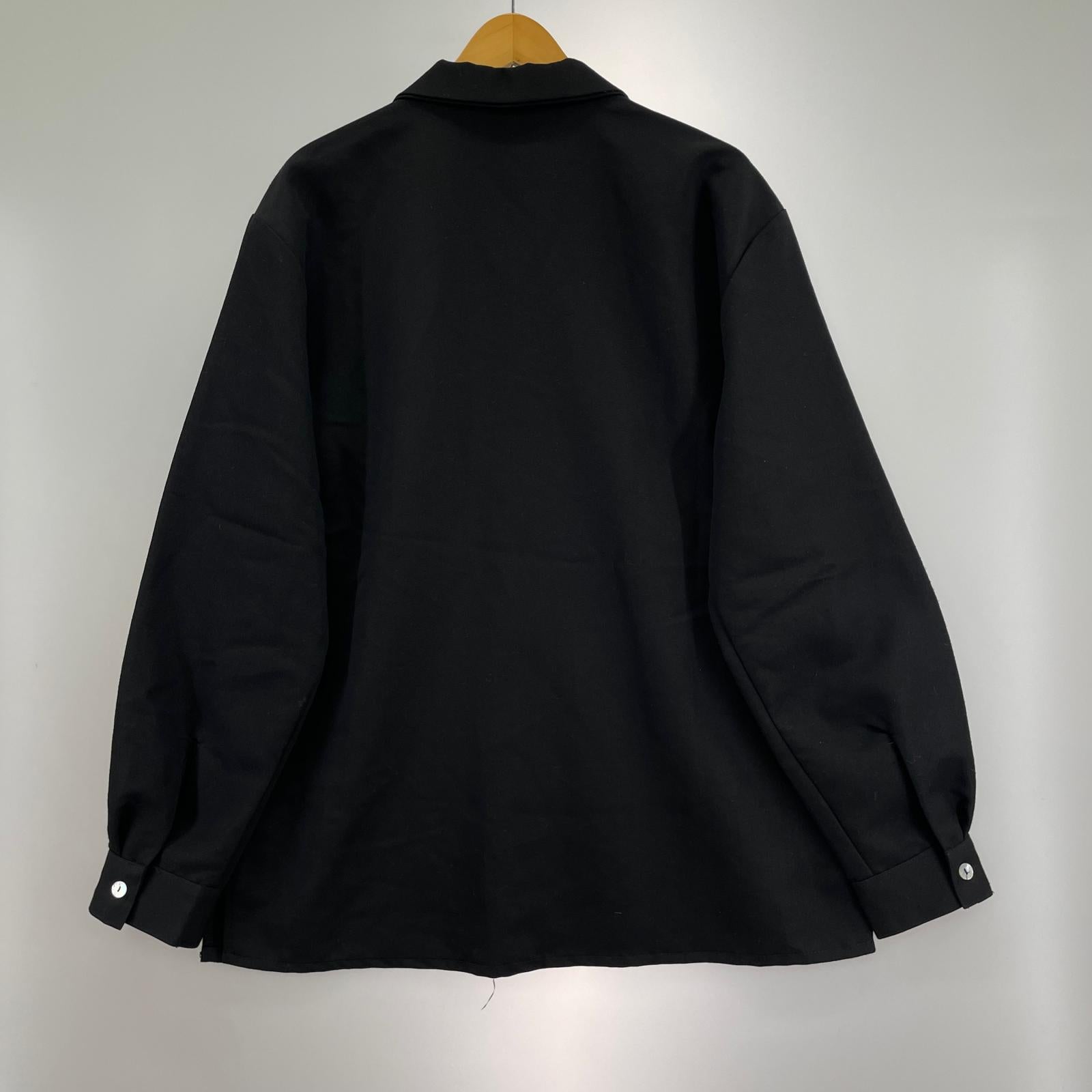 長袖シャツ DA VINCI レーヨン オープンカラー ハンドステッチ (M) M ブラック