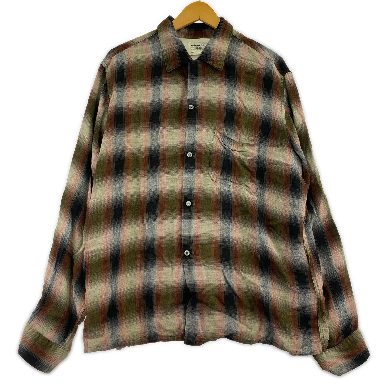 長袖シャツ 60s オンブレ レーヨン USA製 ARROW (L) L マルチカラー