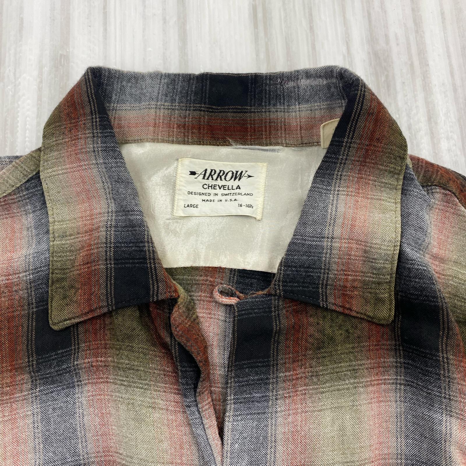 長袖シャツ 60s オンブレ レーヨン USA製 ARROW (L) L マルチカラー