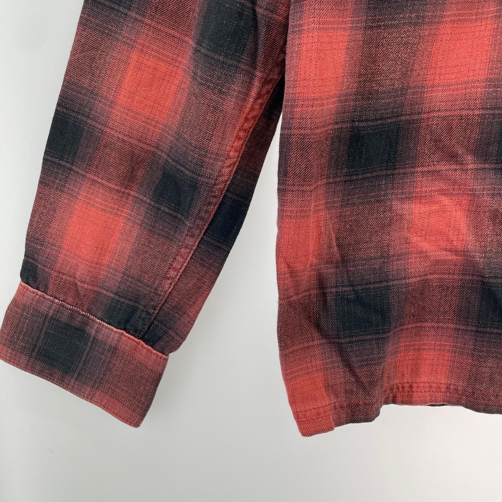 長袖シャツ シャドウチェック シャツ レッドL L