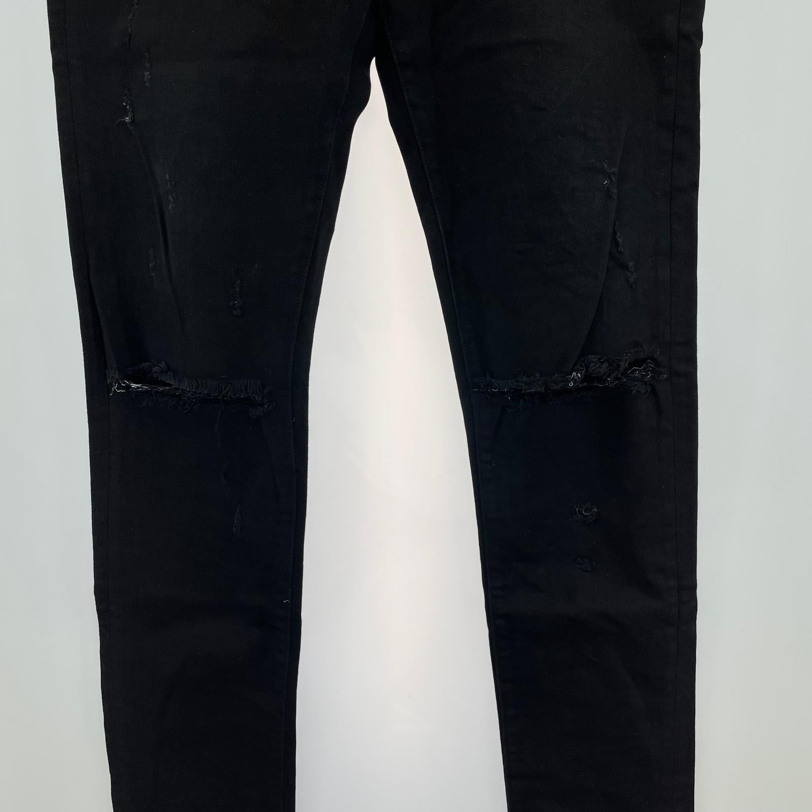 デニムパンツ AMIRI ダメージ加工 スキニー 黒 30 ブラック
