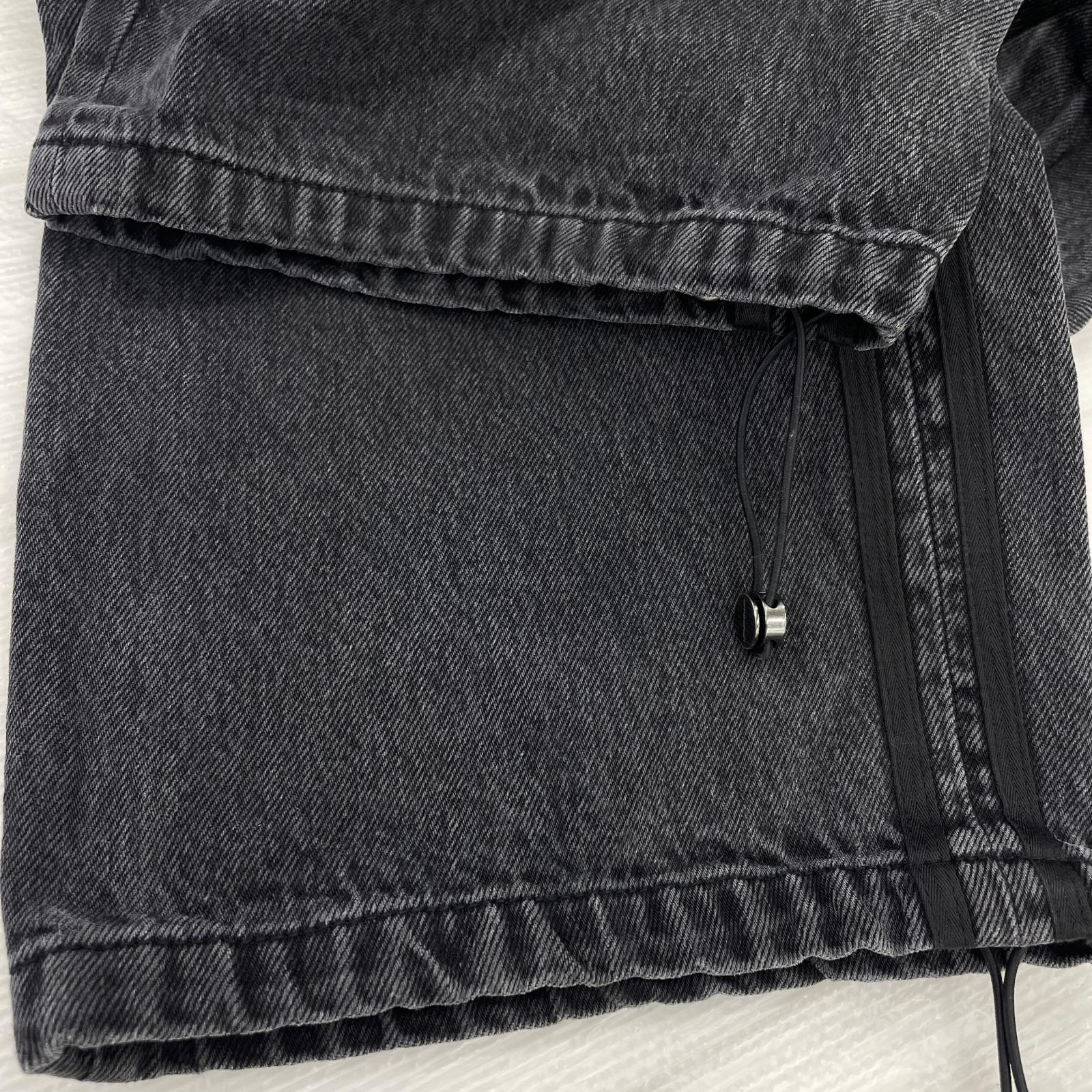デニムパンツ ウォッシュ加工 カーゴ 黒